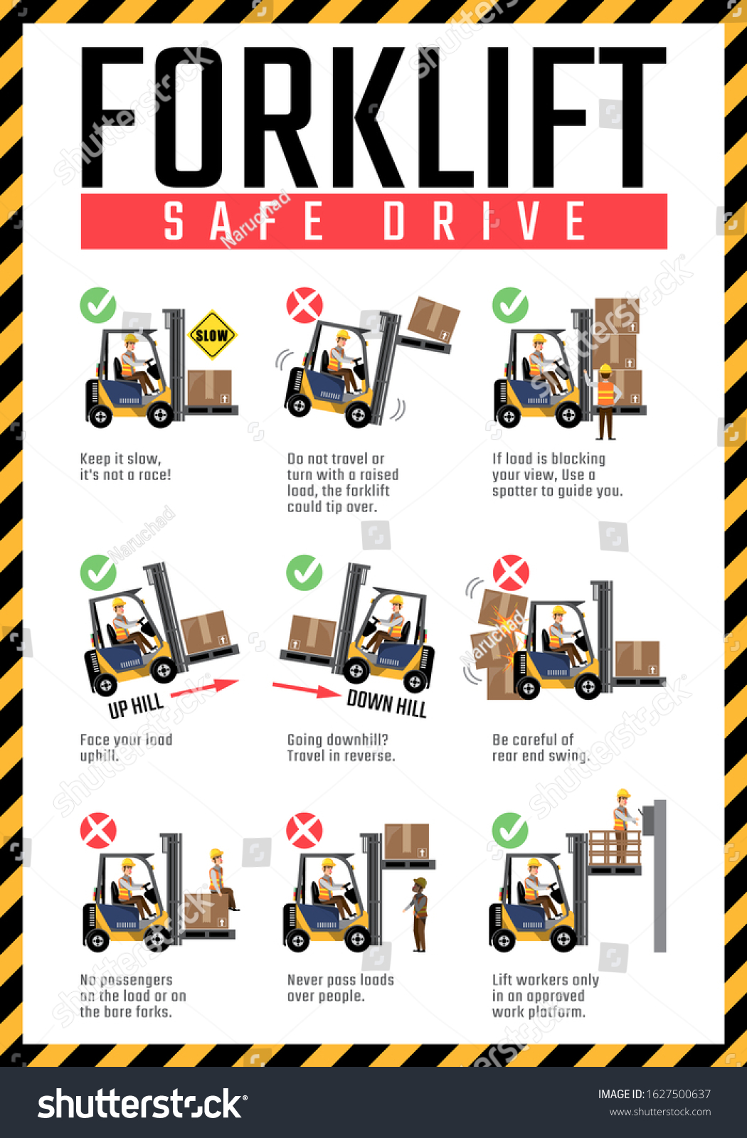 Vektor Stok Forklift Safe Drive Poster Forklift Safety Tanpa Royalti 