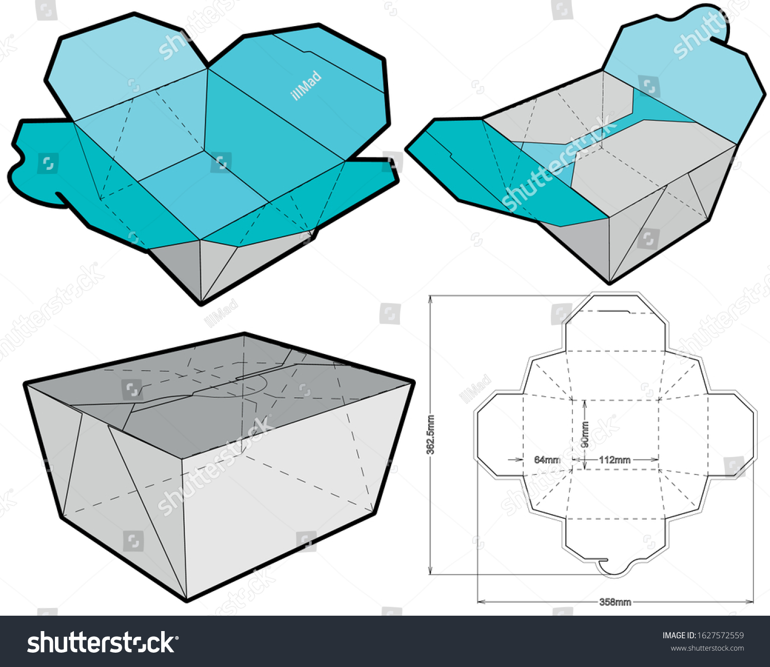 Delivery Food Packaging Diecut Pattern File Stock Vector (Royalty Free ...