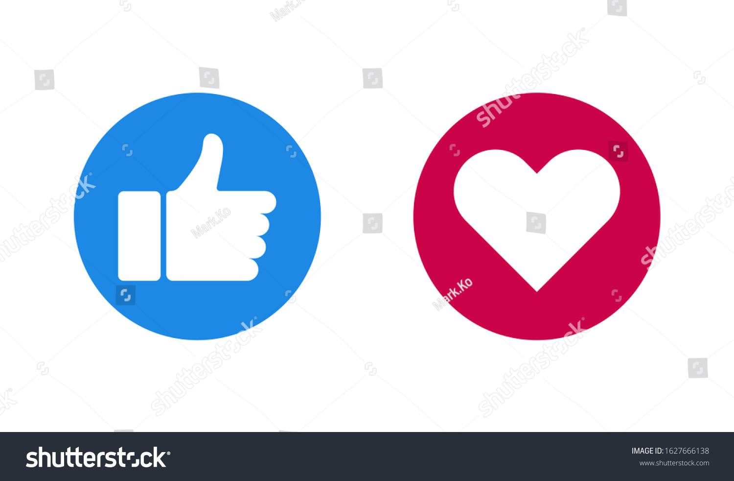 Like Heart Web Buttons Flat Style Stock Vector (Royalty Free ...