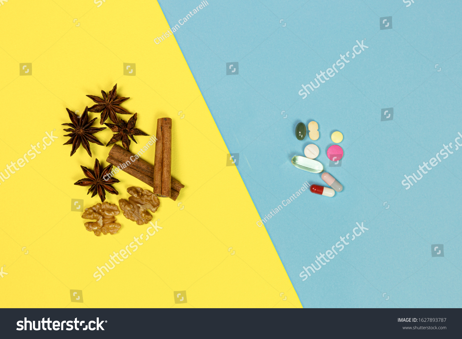 natural-medicine-vs-conventional-medicine-concept-stock-photo