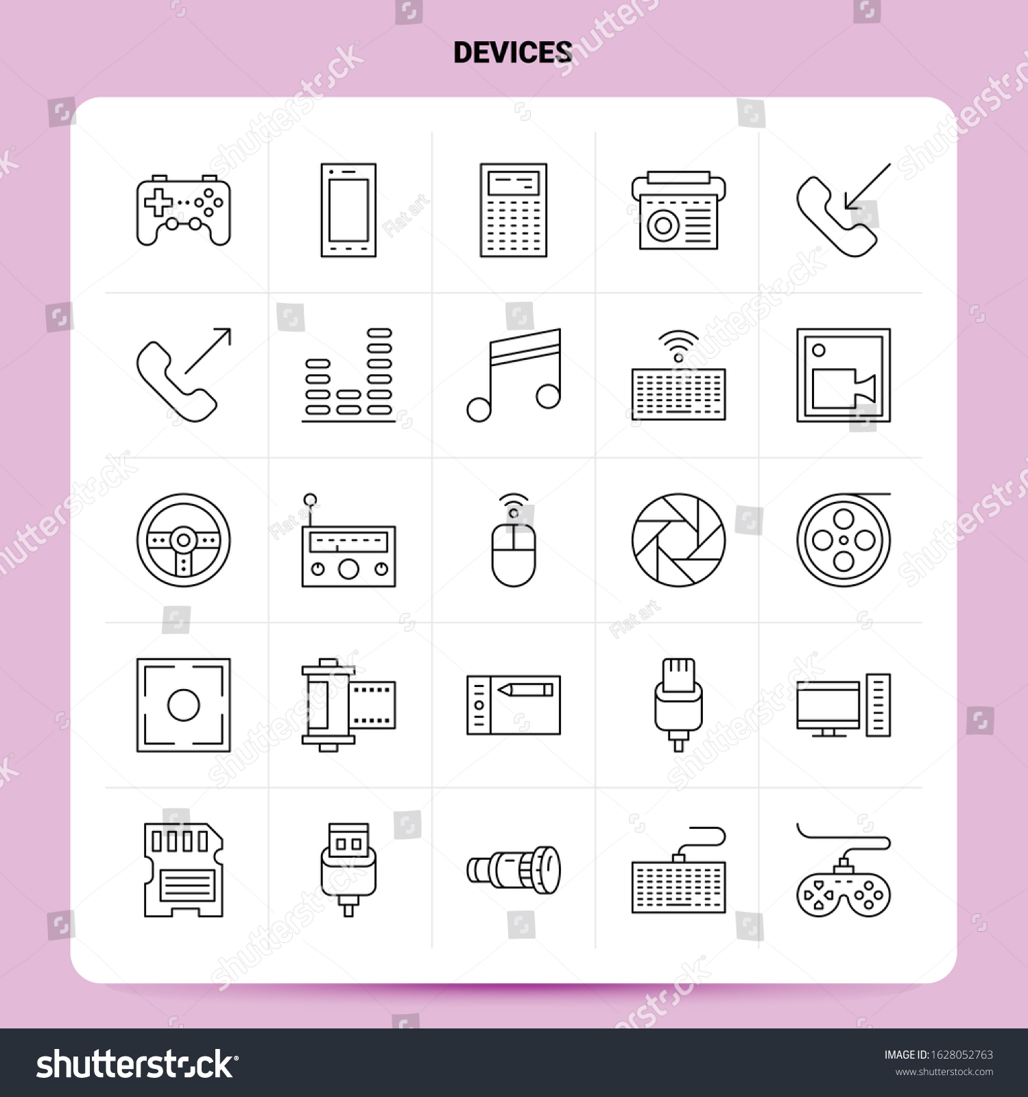 Outline 25 Devices Icon Set Vector Stock Vector (Royalty Free ...