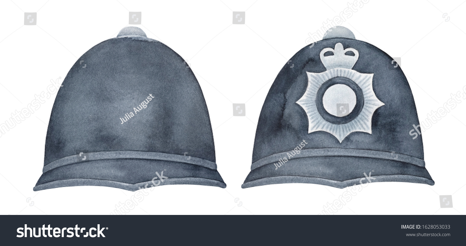 Illustration Set Black Police Helmet Blank Stock Illustration ...