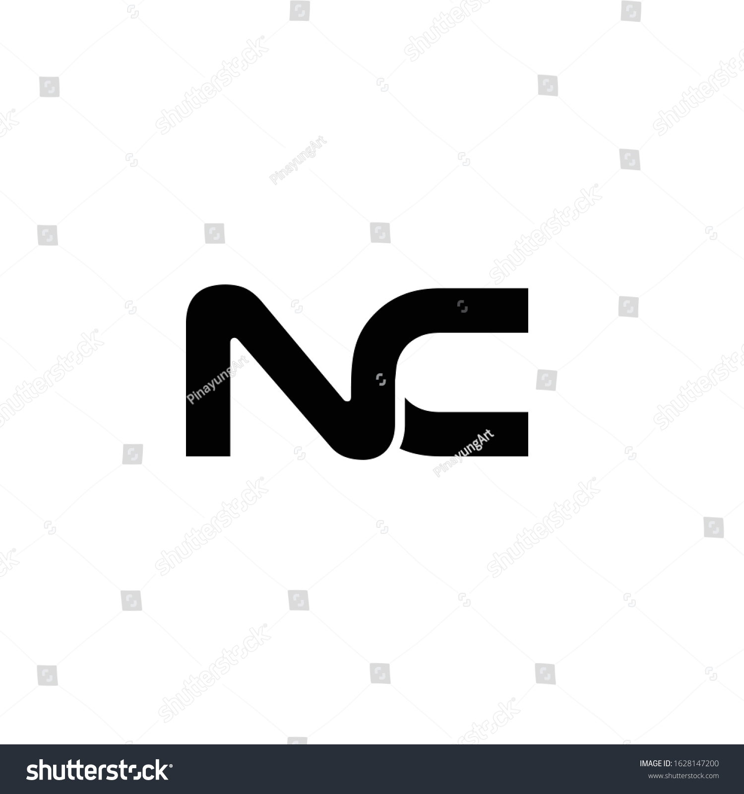 Initial Letter Nc Linked Logo Black Stock Vector (Royalty Free ...
