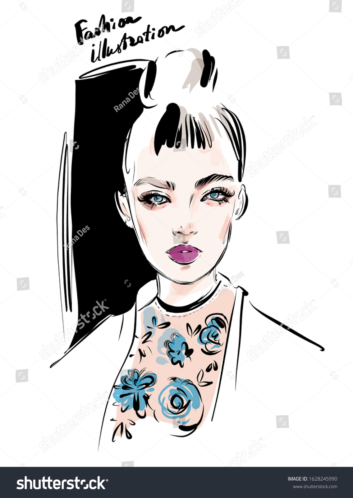 Beautiful Woman Face Vector Portrait Glamour Stock Vector Royalty Free