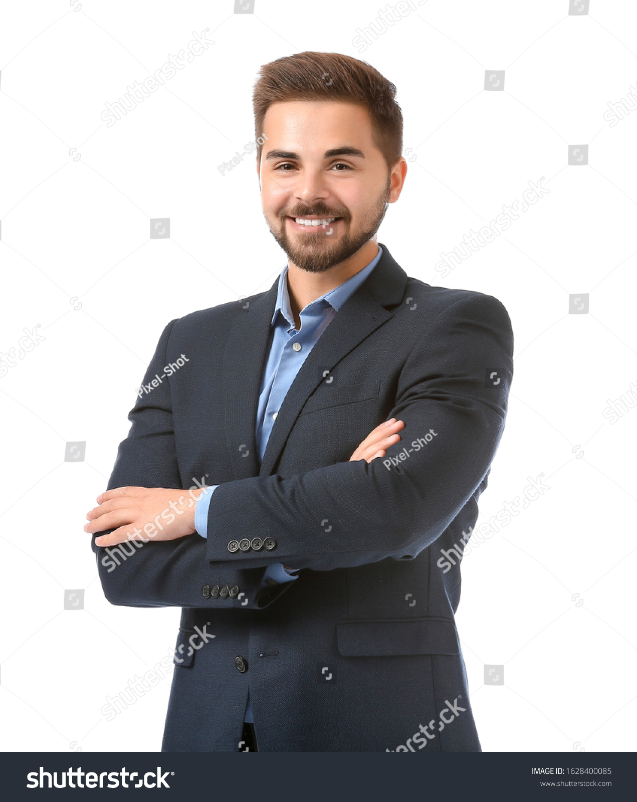 Portrait Handsome Businessman On White Background Stock Photo ...