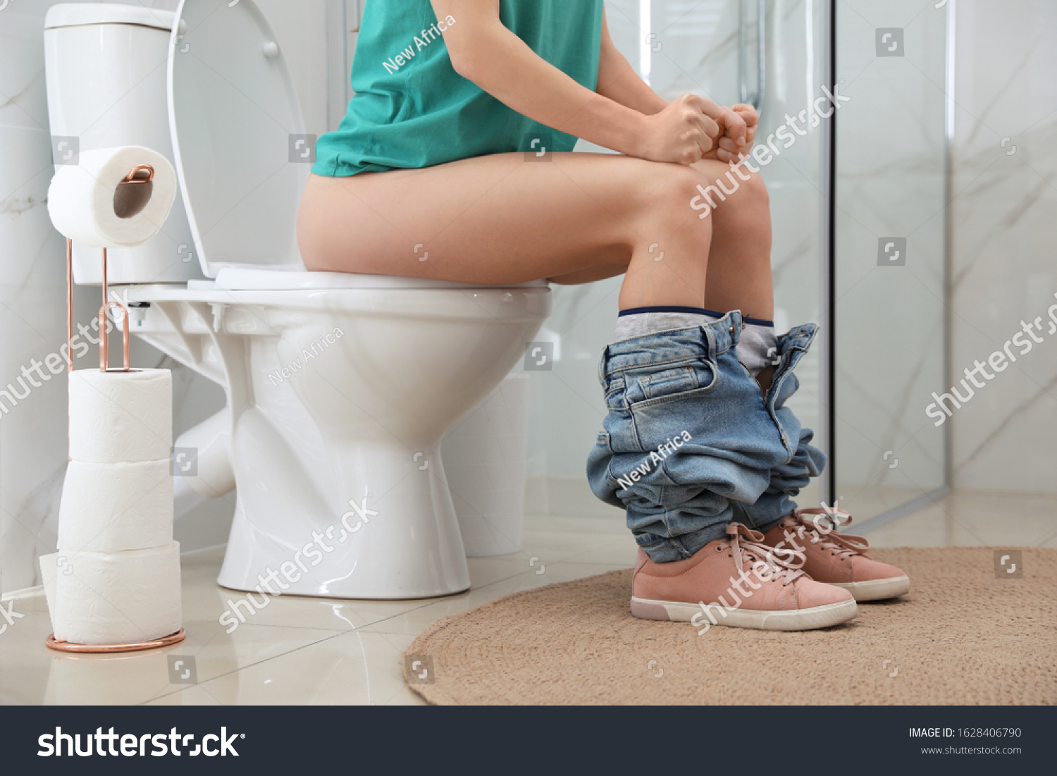 Woman Suffering Hemorrhoid On Toilet Bowl Stock Photo Shutterstock