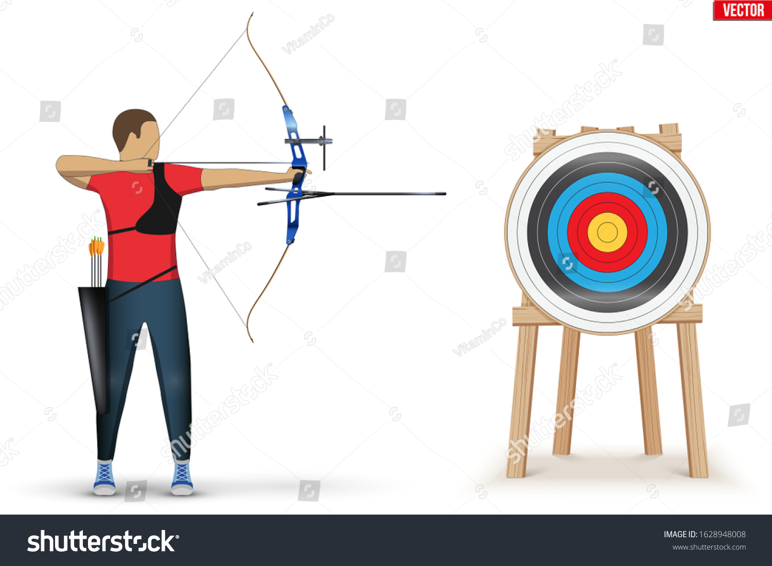 Man Bow Archery Target Athlete Archer Stock Vector (Royalty Free ...