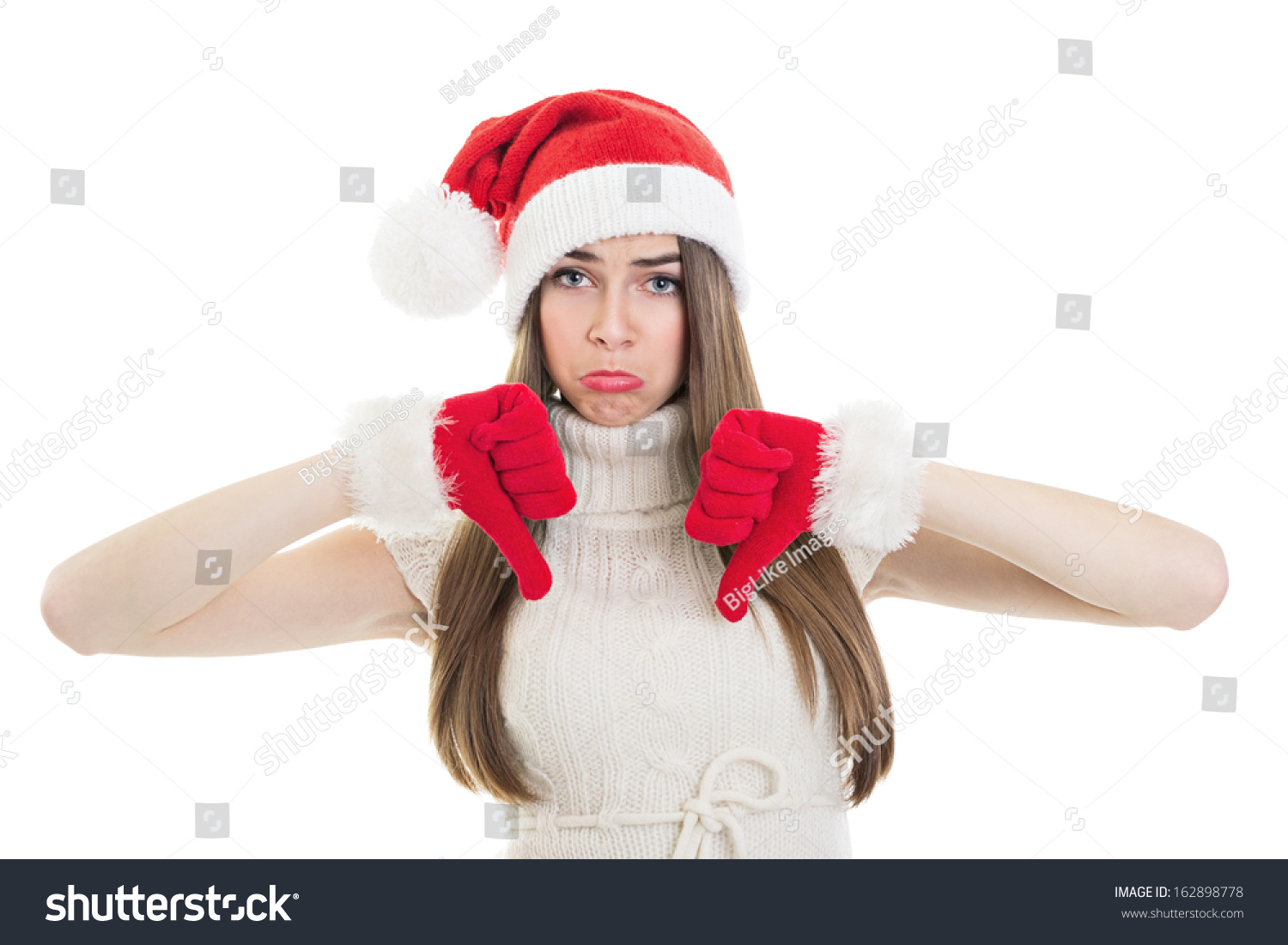 Cute Sad Caucasian Teenage Girl Wearing Stock Photo 162898778 ...