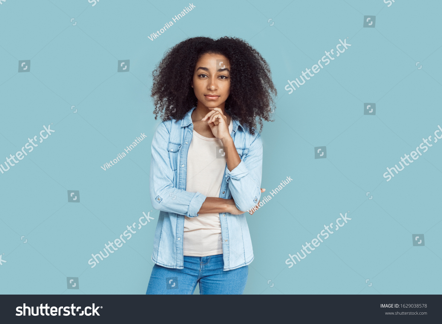 Young African Girl Standing Isolated On Stock Photo 1629038578 ...