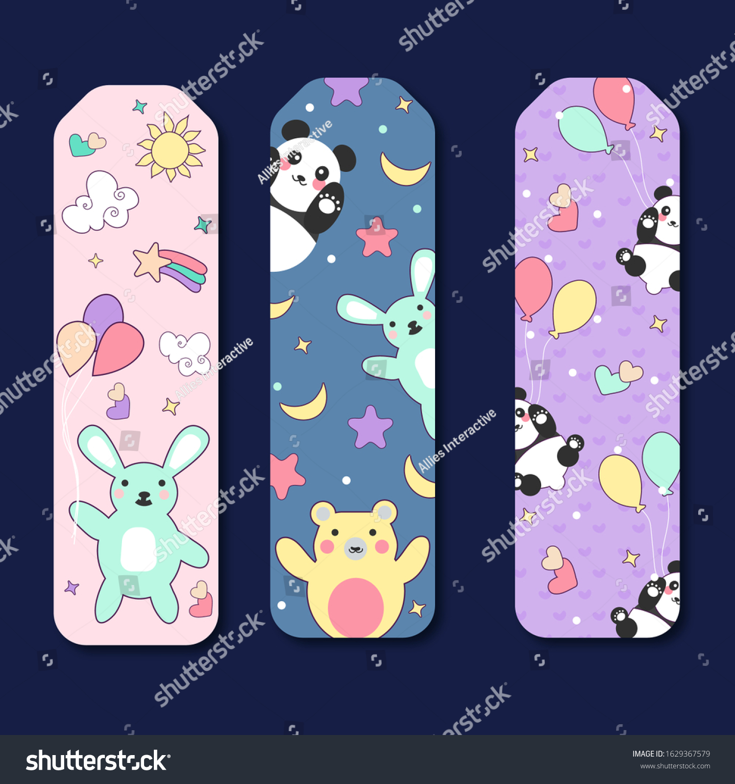 colorful printable bookmarks set kids stock vector royalty free 1629367579 shutterstock