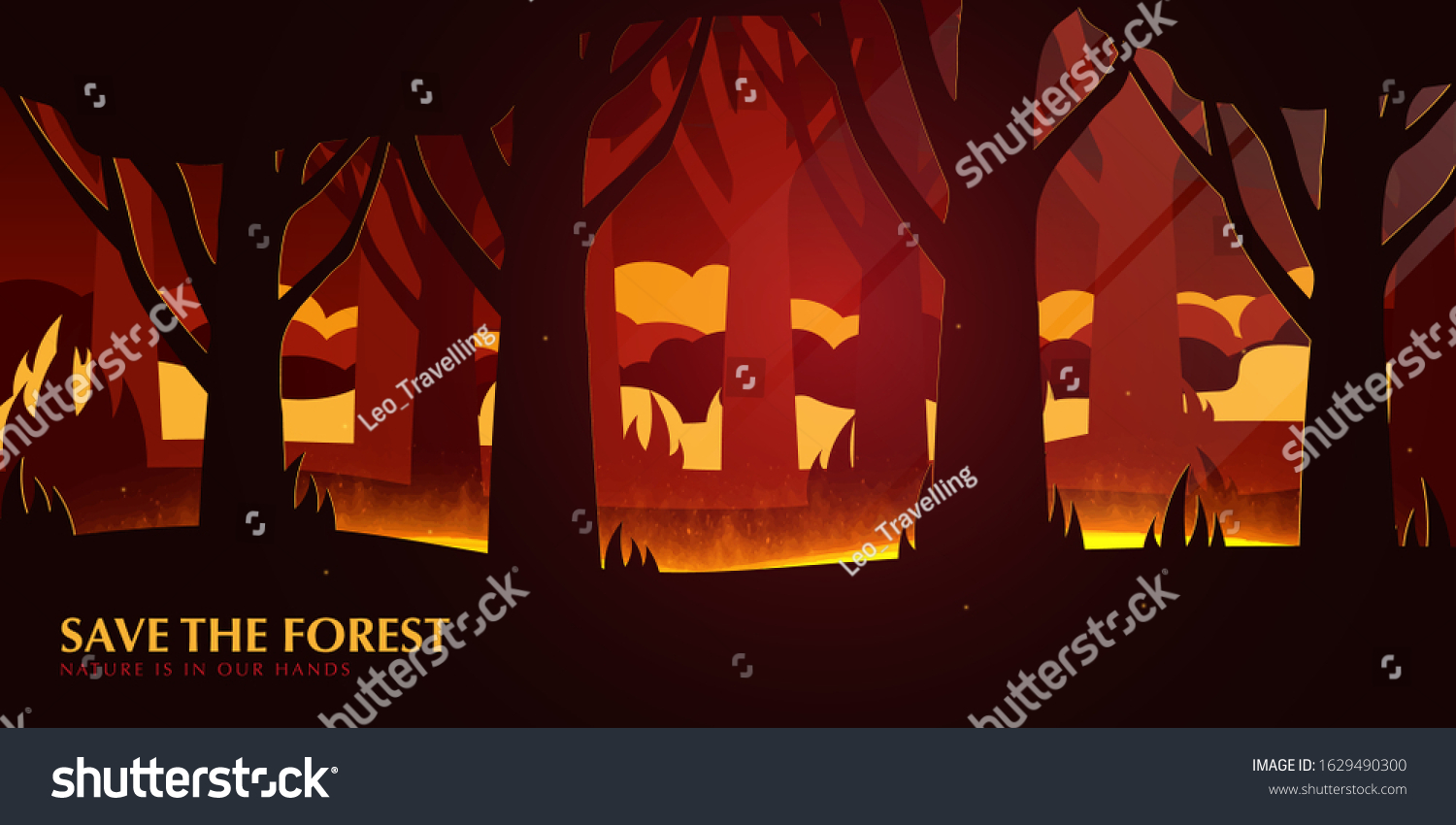 Forest Fires Background Save Forest Banner Stock Vector (Royalty Free ...