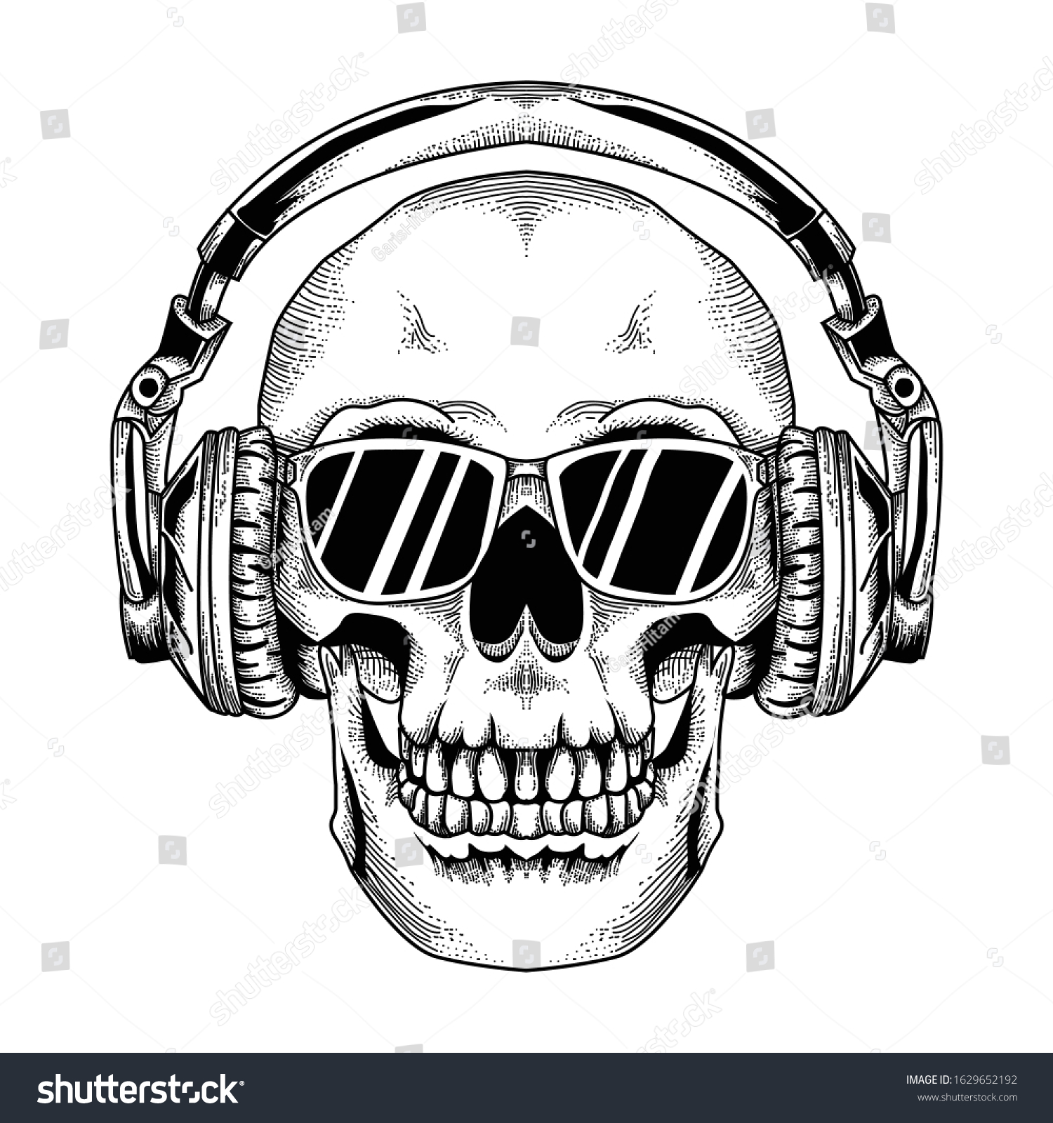 Tattoo Tshirt Design Skull Glasses Head Stock Vector (Royalty Free ...