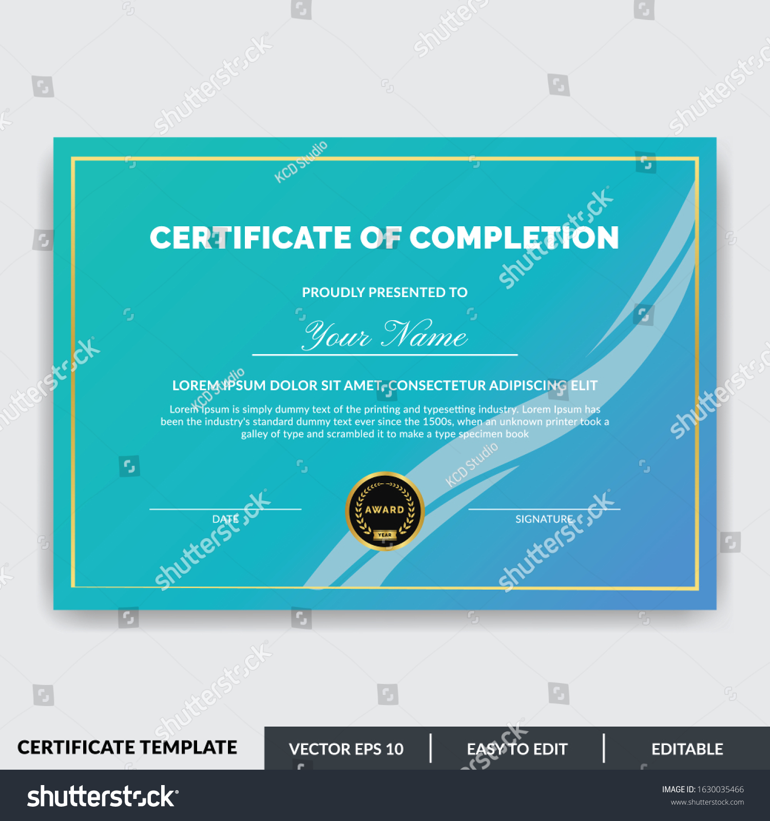 Certificate Completion Template Honor Successful Completion Stock Vector Royalty Free 8608