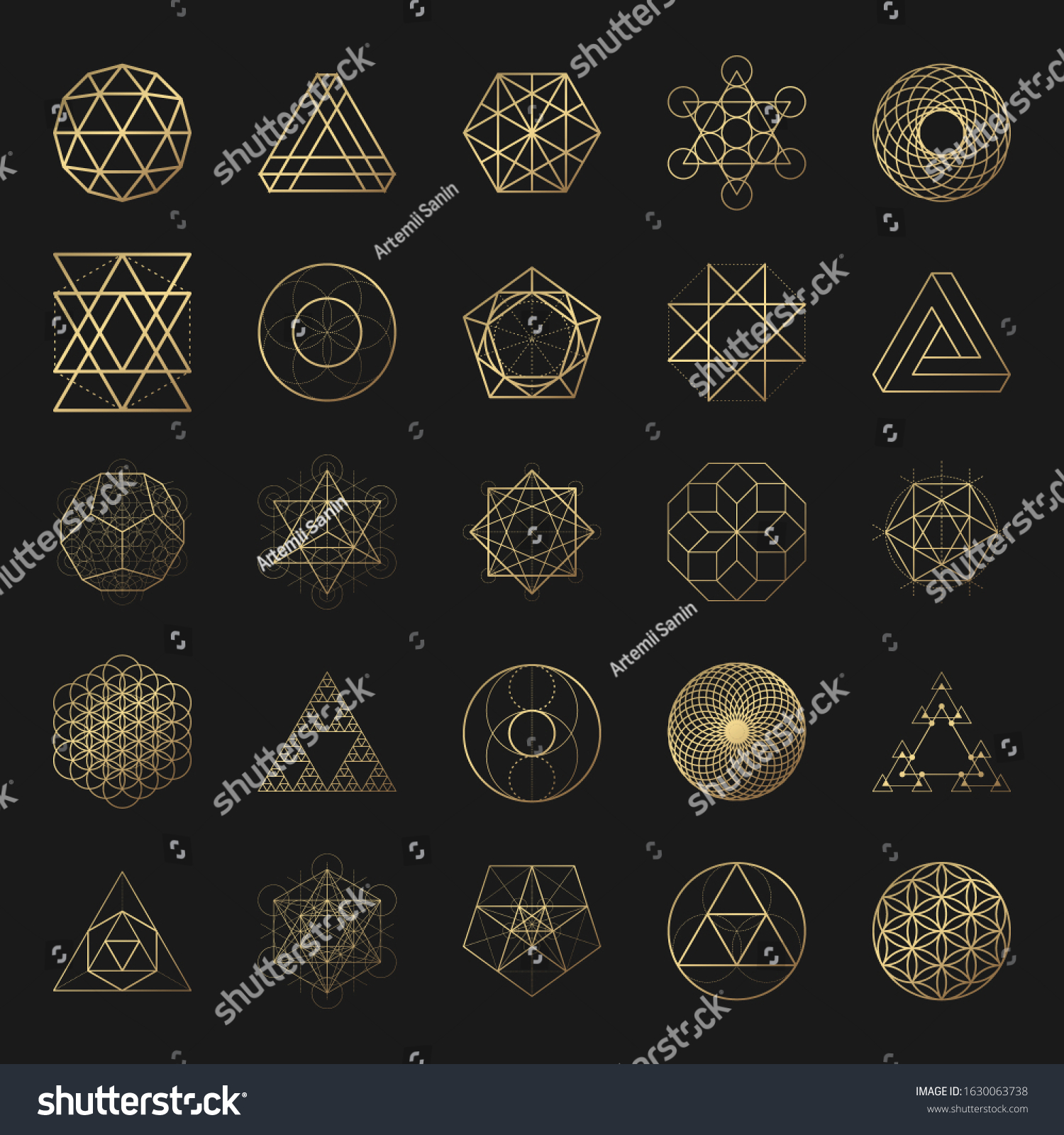 Sacred Geometry Golden Vector Design Elements Stock Vector (Royalty ...