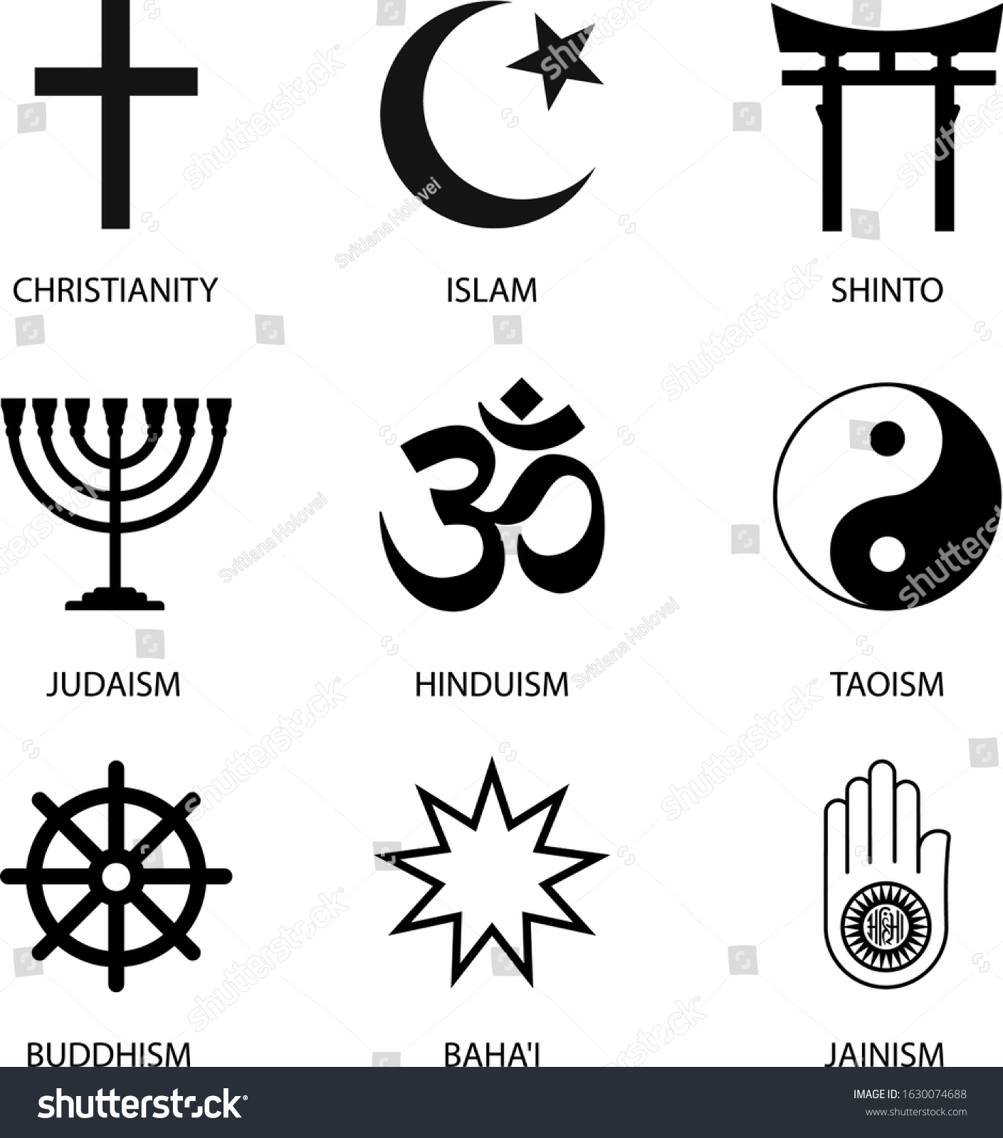 Religious Signs Symbols World Religion Icons Stock Vector (Royalty Free ...