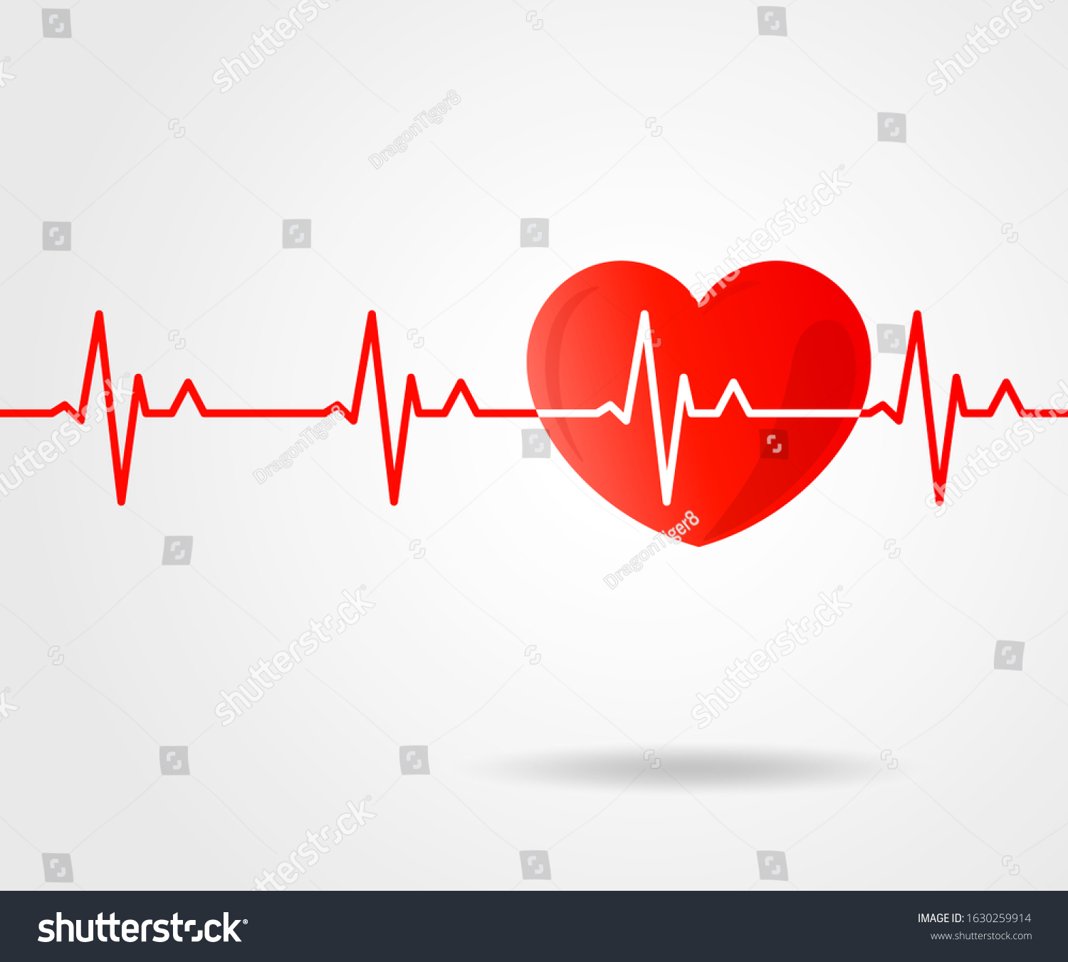 Electrocardiogram Line Rhythm Heart Shape Illustration Stock Vector ...