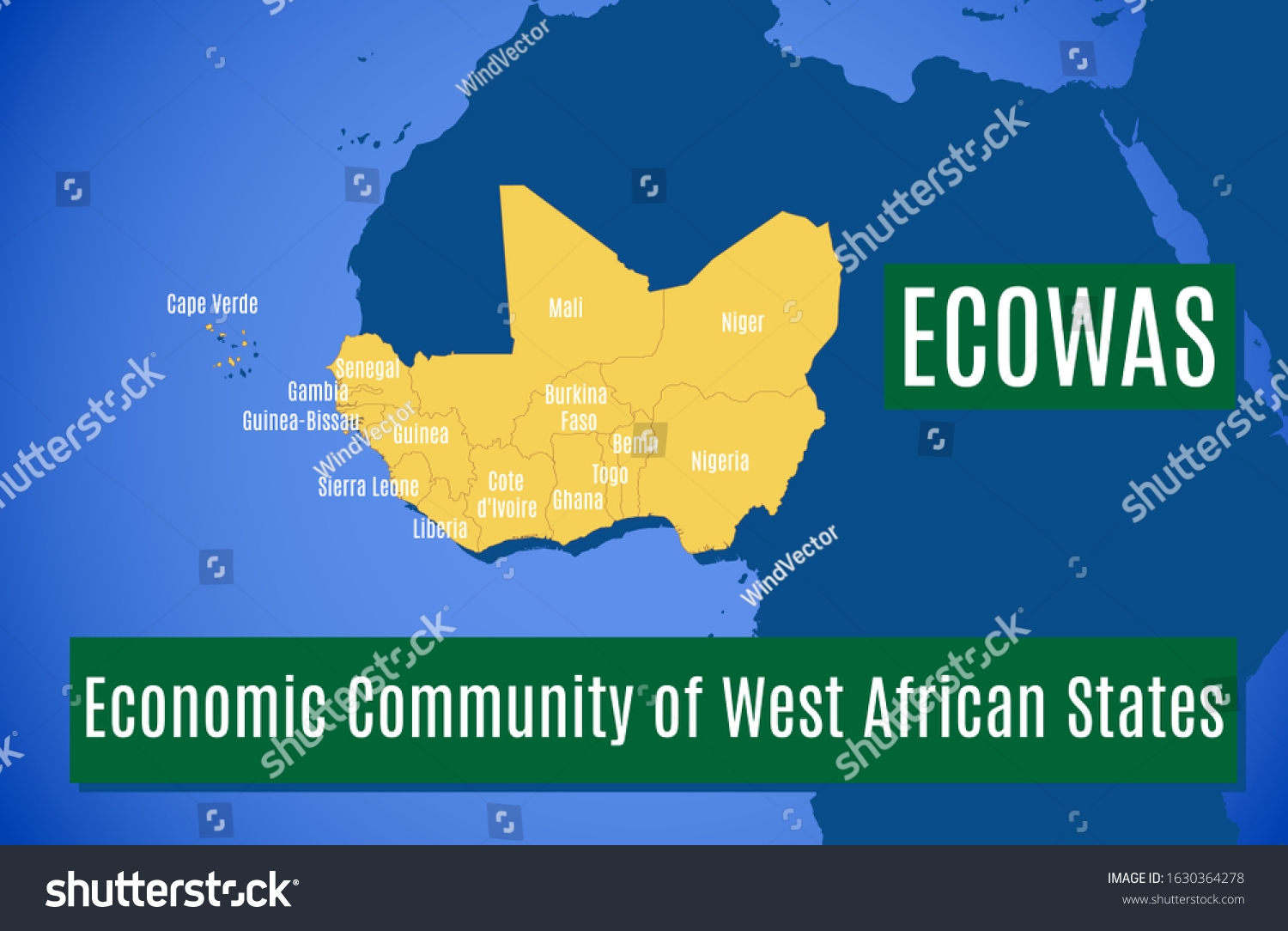 Member Countries Economic Community West African Stock Vector (Royalty ...