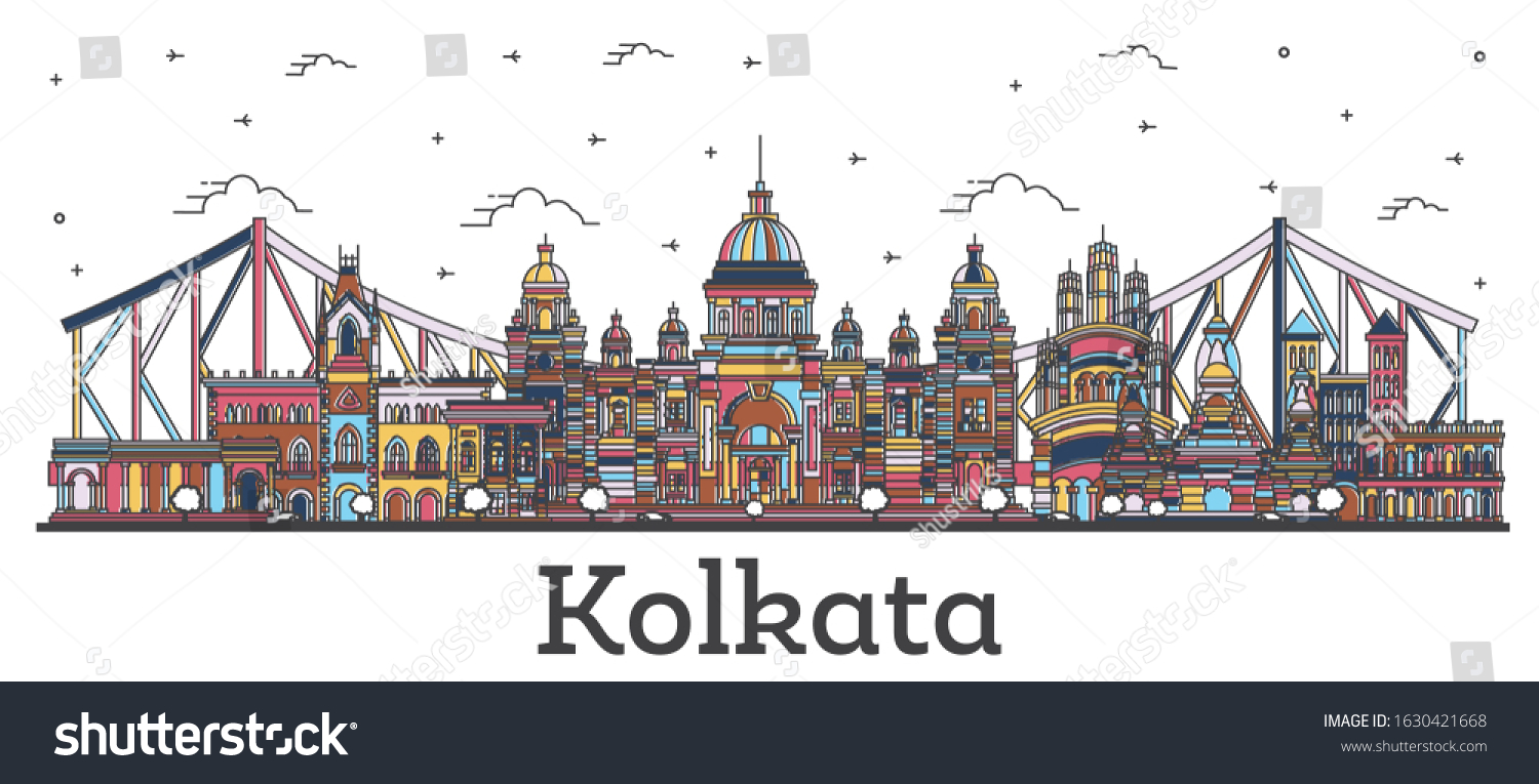 Outline Kolkata India City Skyline Color Stock Vector (Royalty Free ...