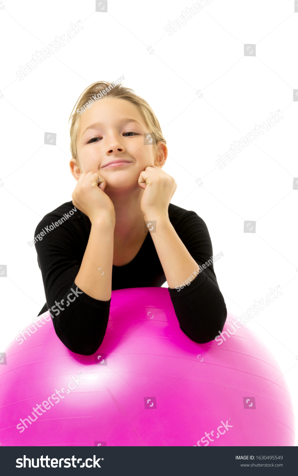 Little Girl Playing Ball Concept Childrens Stock Photo 1630495549