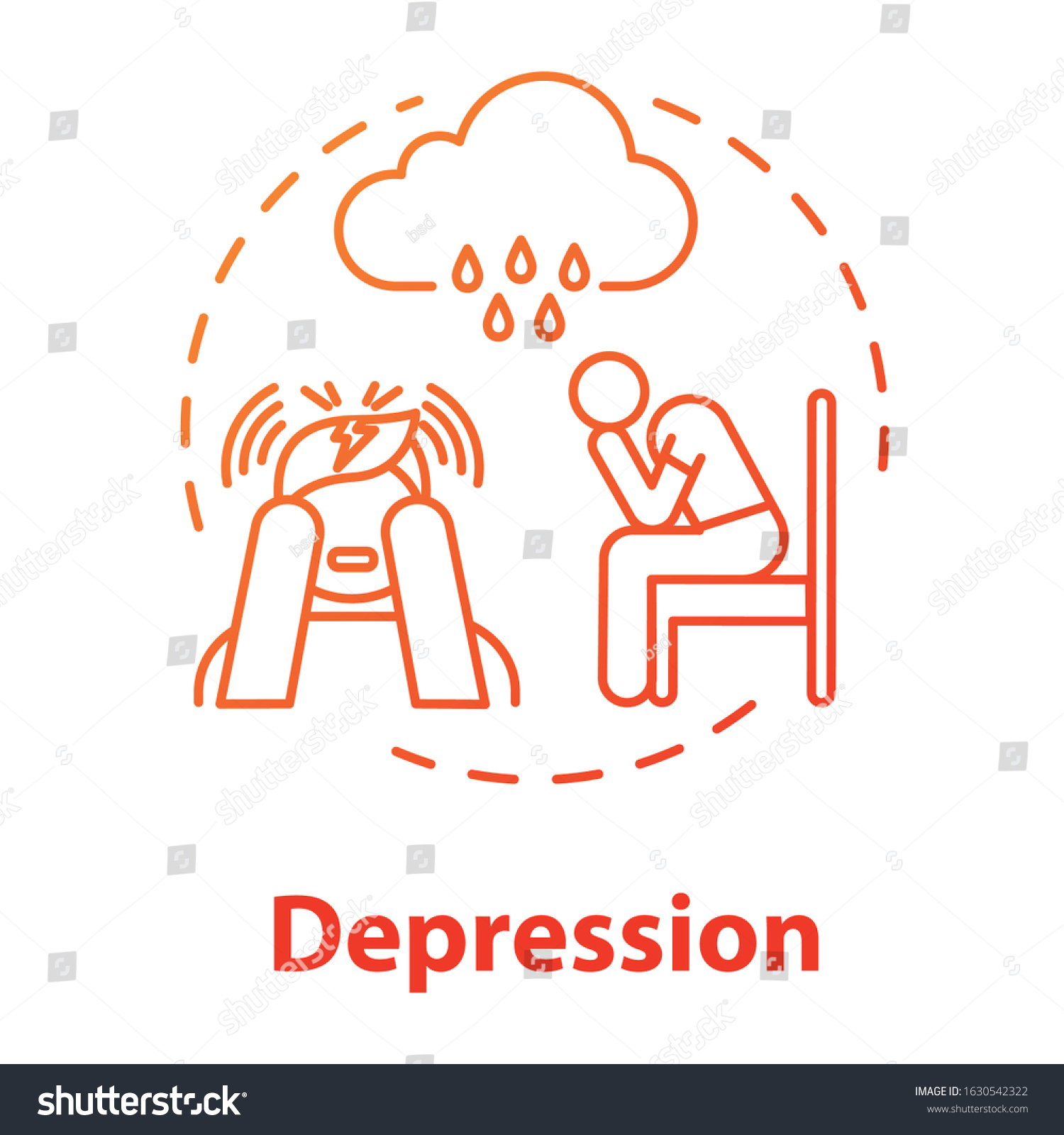 Depression Concept Icon Loneliness Sadness Major Stock Vector (Royalty ...