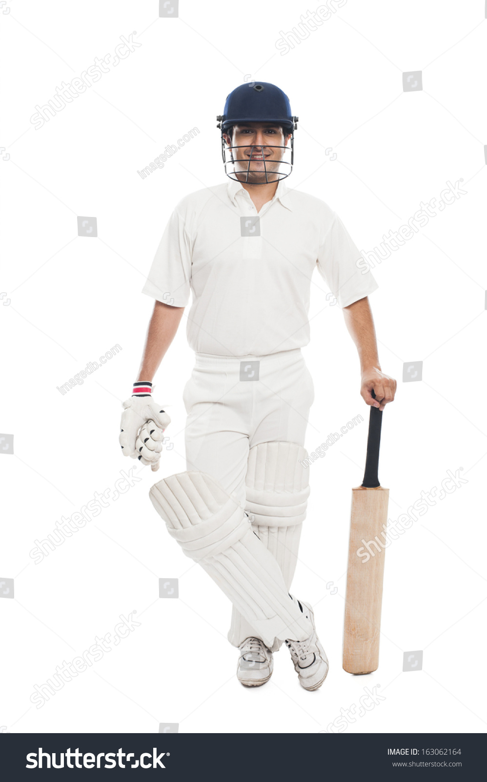 Portrait Batsman Standing Cricket Bat Stock Photo 163062164 Shutterstock