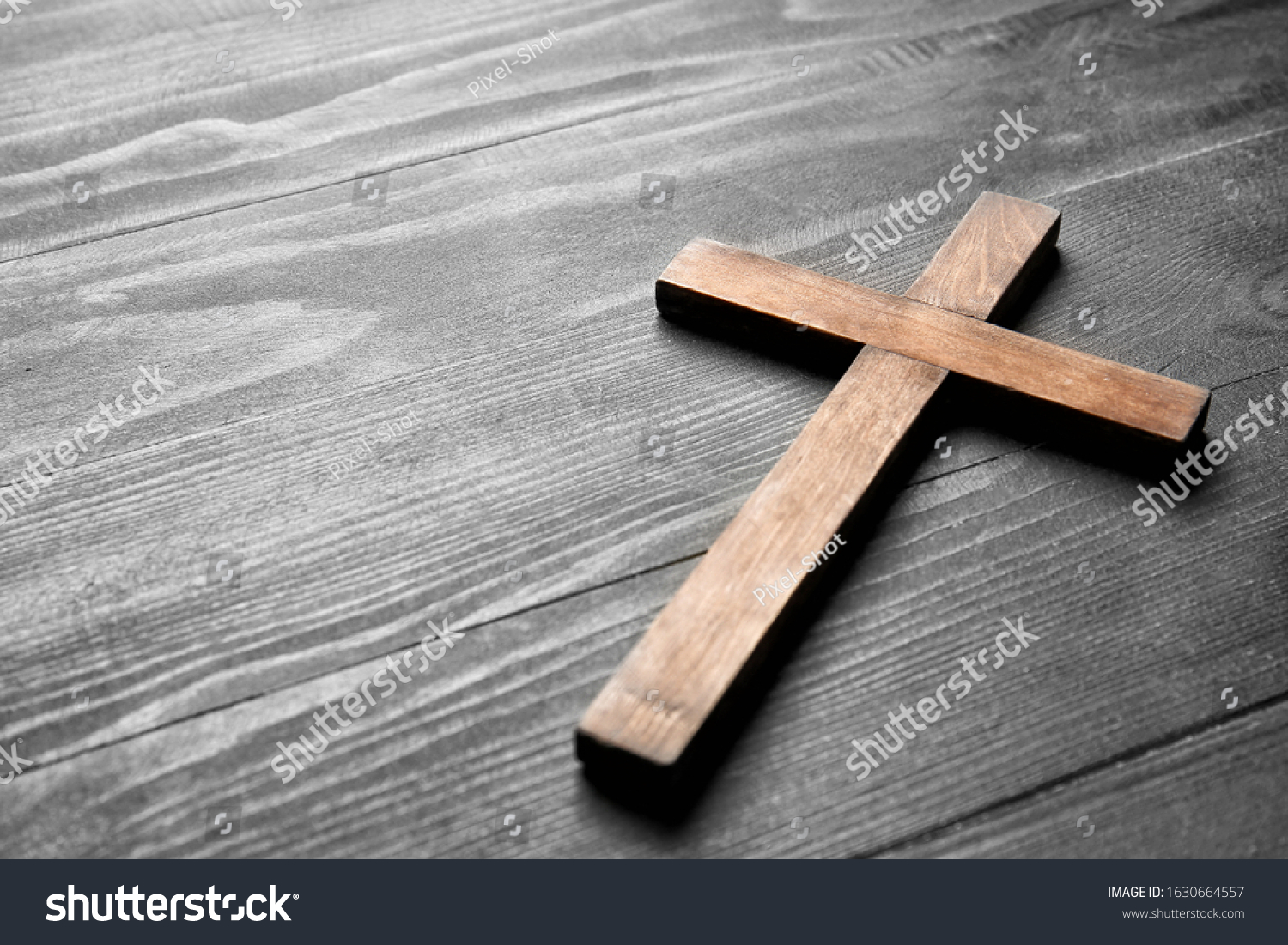 Christian Cross On Wooden Background Stock Photo 1630664557 | Shutterstock