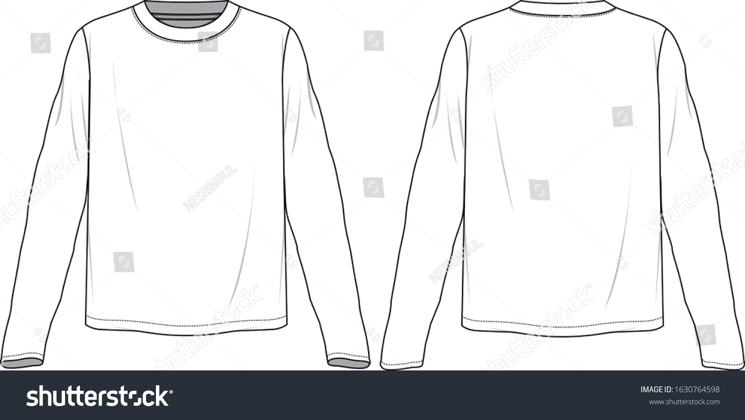 Tshirt Round Neck Mockup Template Stock Vector (Royalty Free ...