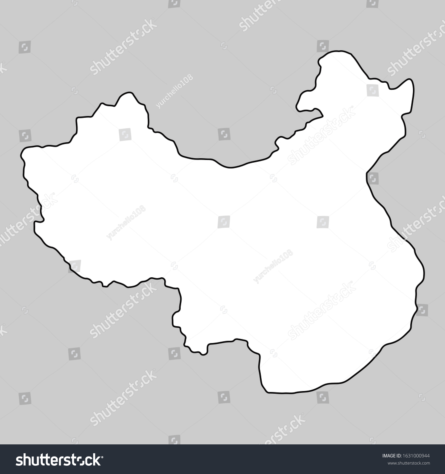 China Map Black Outline Vector Stock Vector (Royalty Free) 1631000944 ...