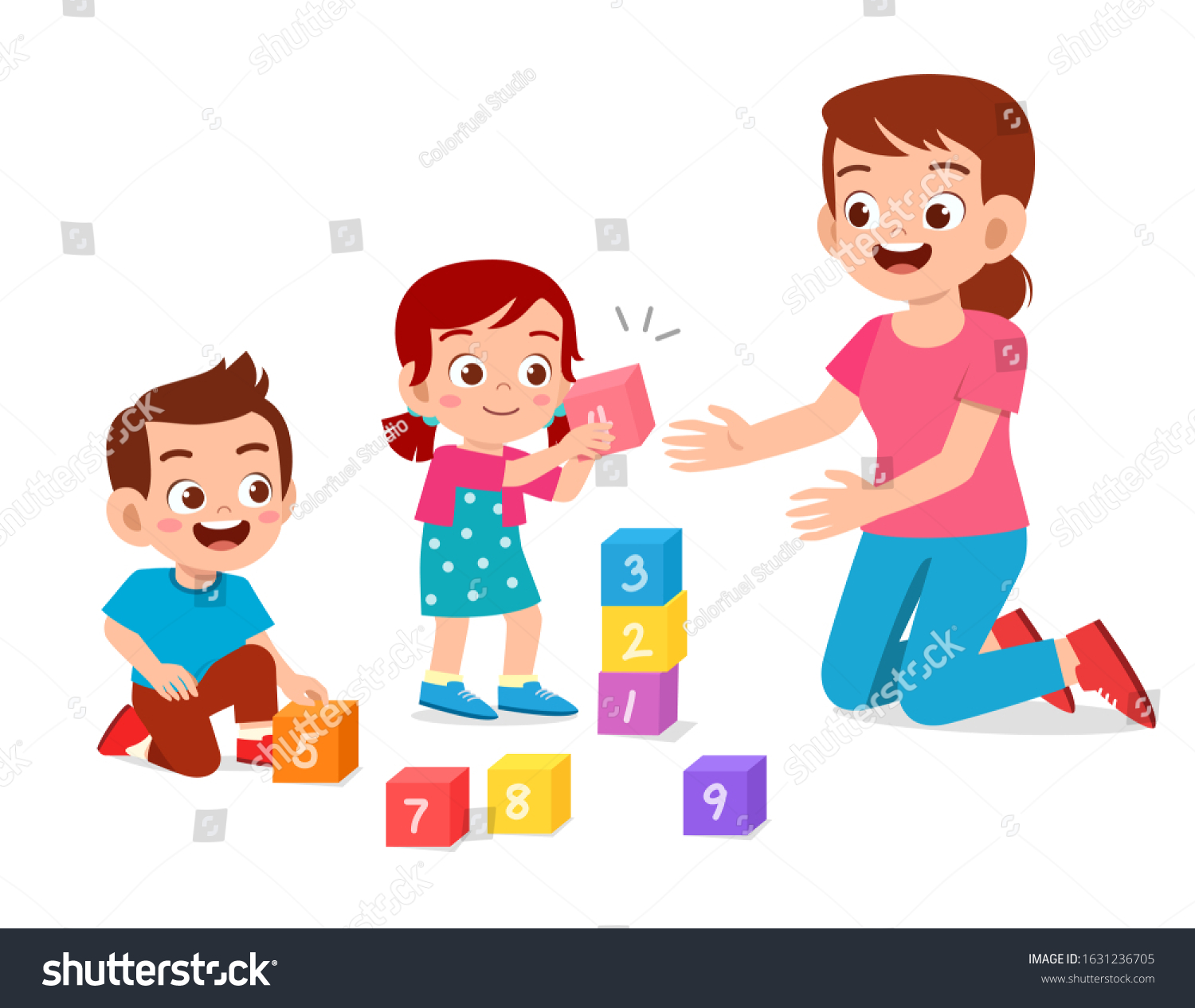 Happy Cute Little Kids Boy Girl Stock Vector (Royalty Free) 1631236705 ...