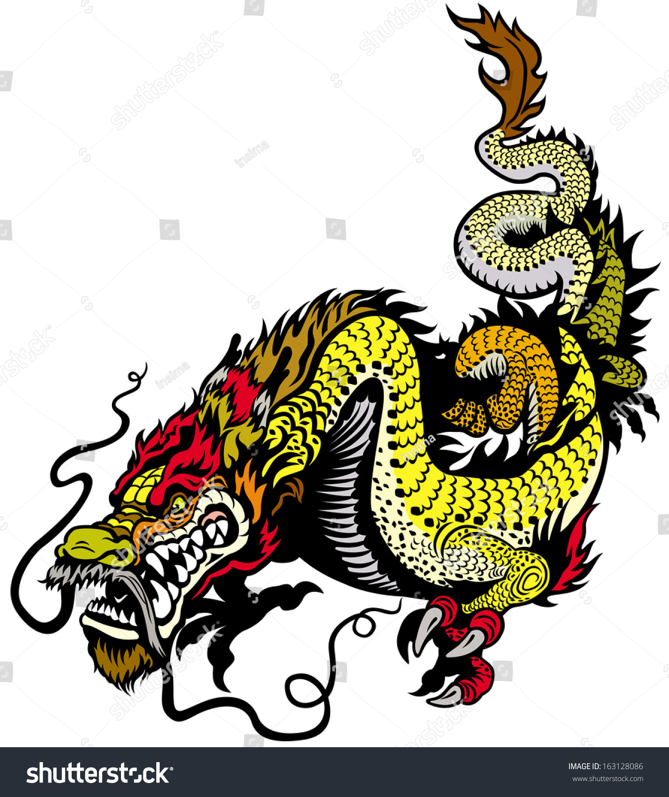 Golden Dragon Illustration Isolated On White Stock Vector (Royalty Free ...