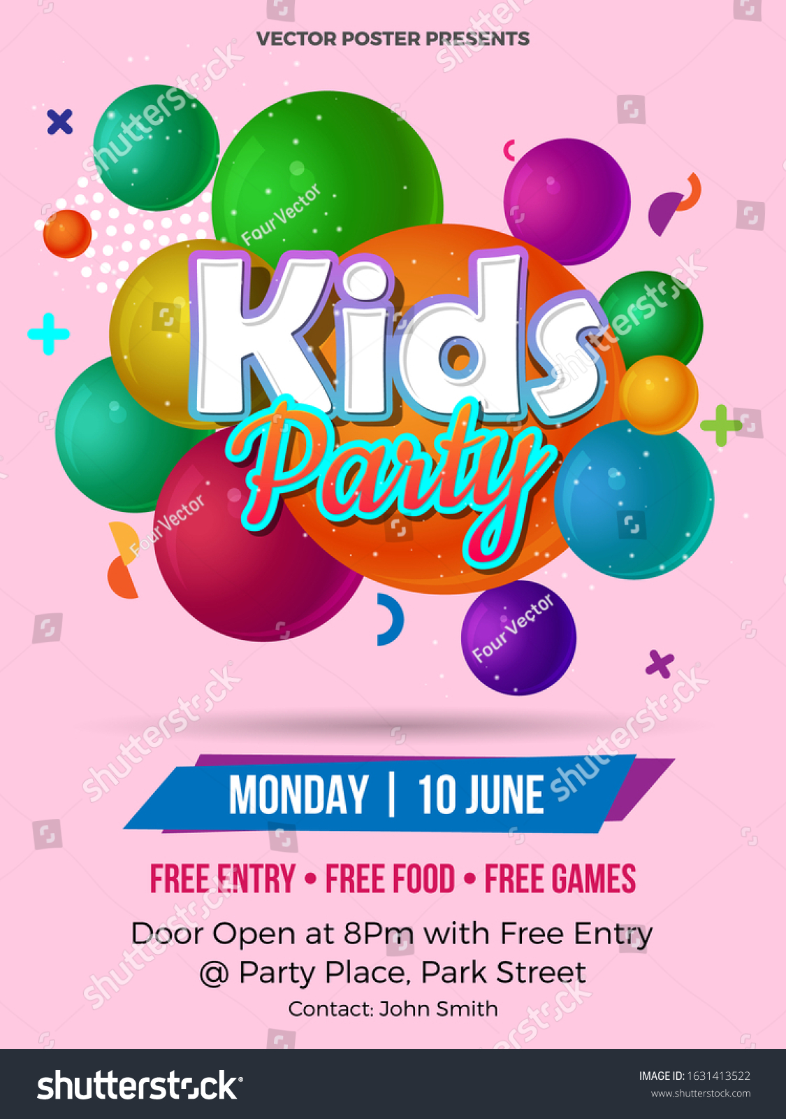 Kids Party Vector Abstract Background Flyer Stock Vector (Royalty Free ...