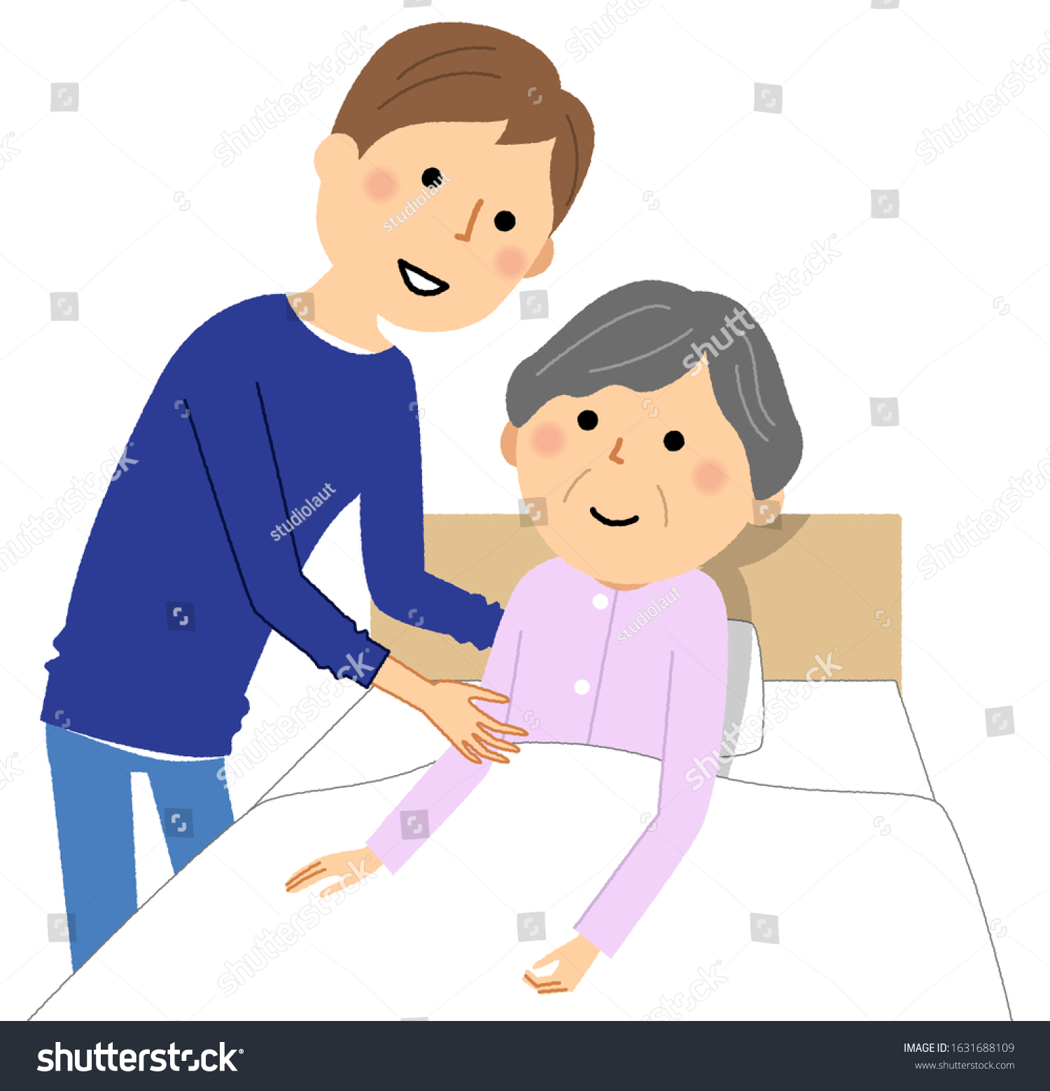 Illustration Elderly Going Bed Stock Vector (Royalty Free) 1631688109 ...