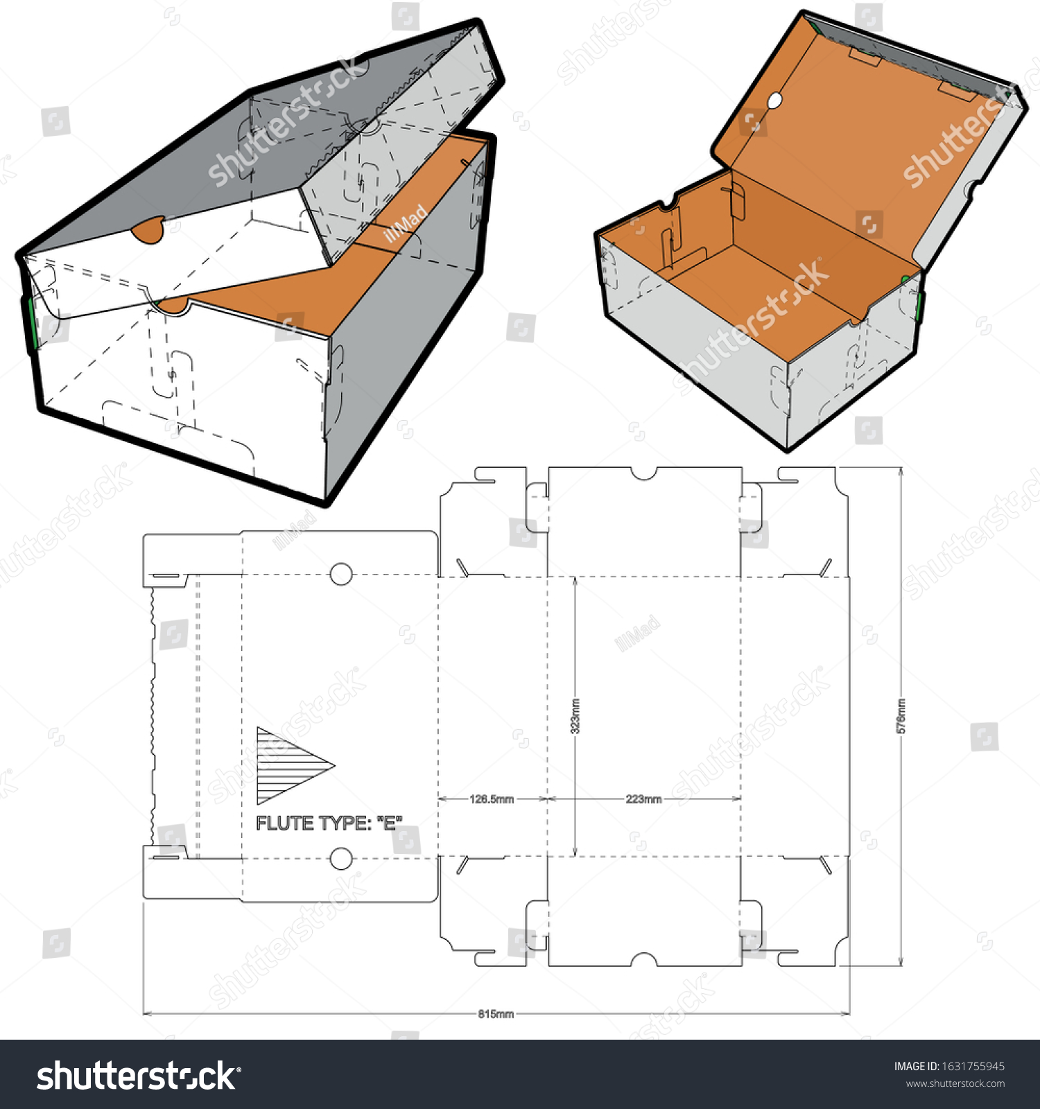 Shoes Cardboard Box Internal Measurement 32x2212cm Stock Vector ...