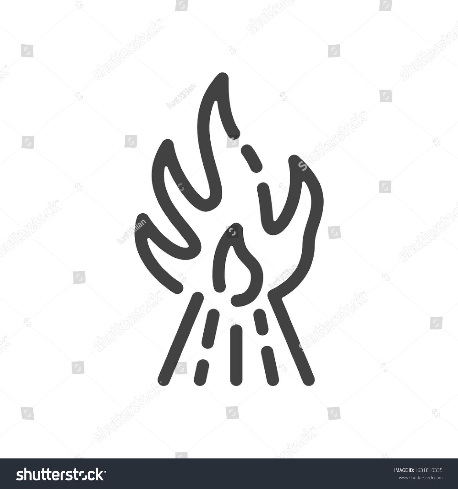 Camping Bonfire Outline Icon Vector Illustration Stock Vector (Royalty ...