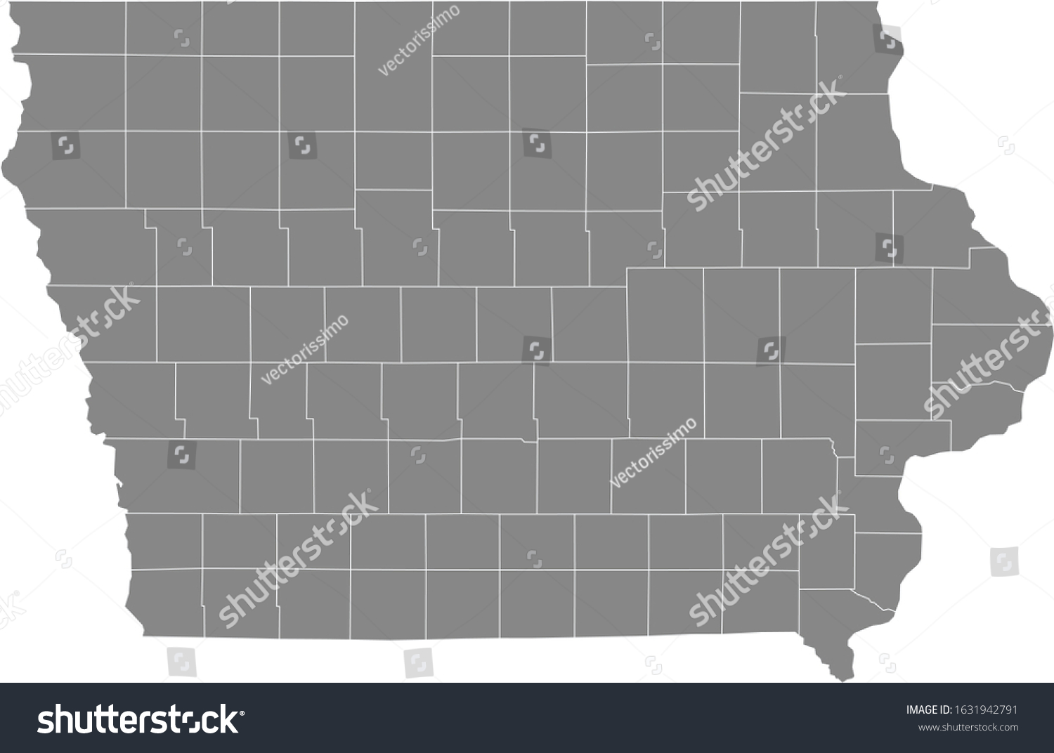 Gray Outline Counties Map Us State Stock Vector (Royalty Free ...