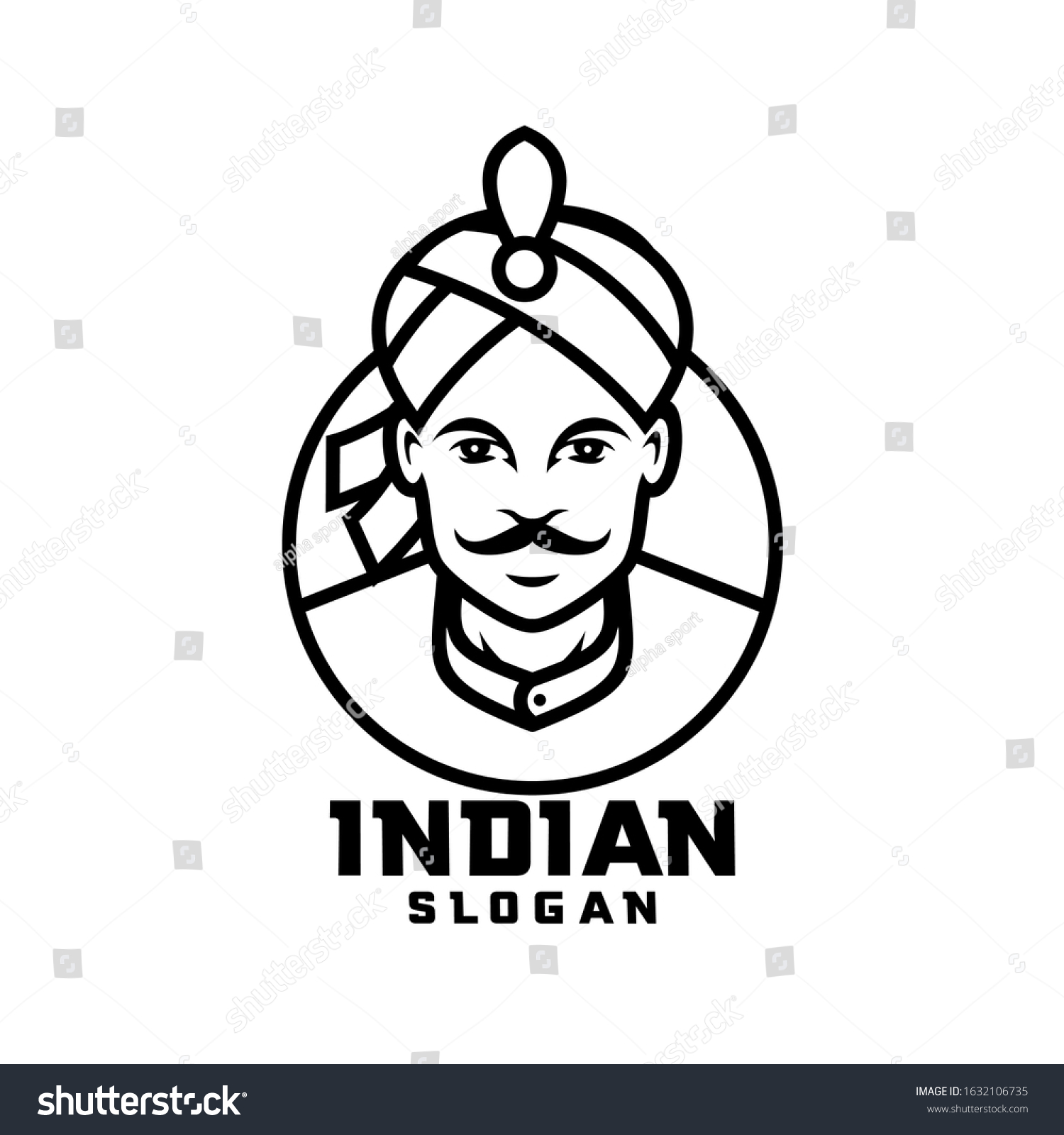 Indian Chef Character White Outline Logo Stock Vector (Royalty Free ...