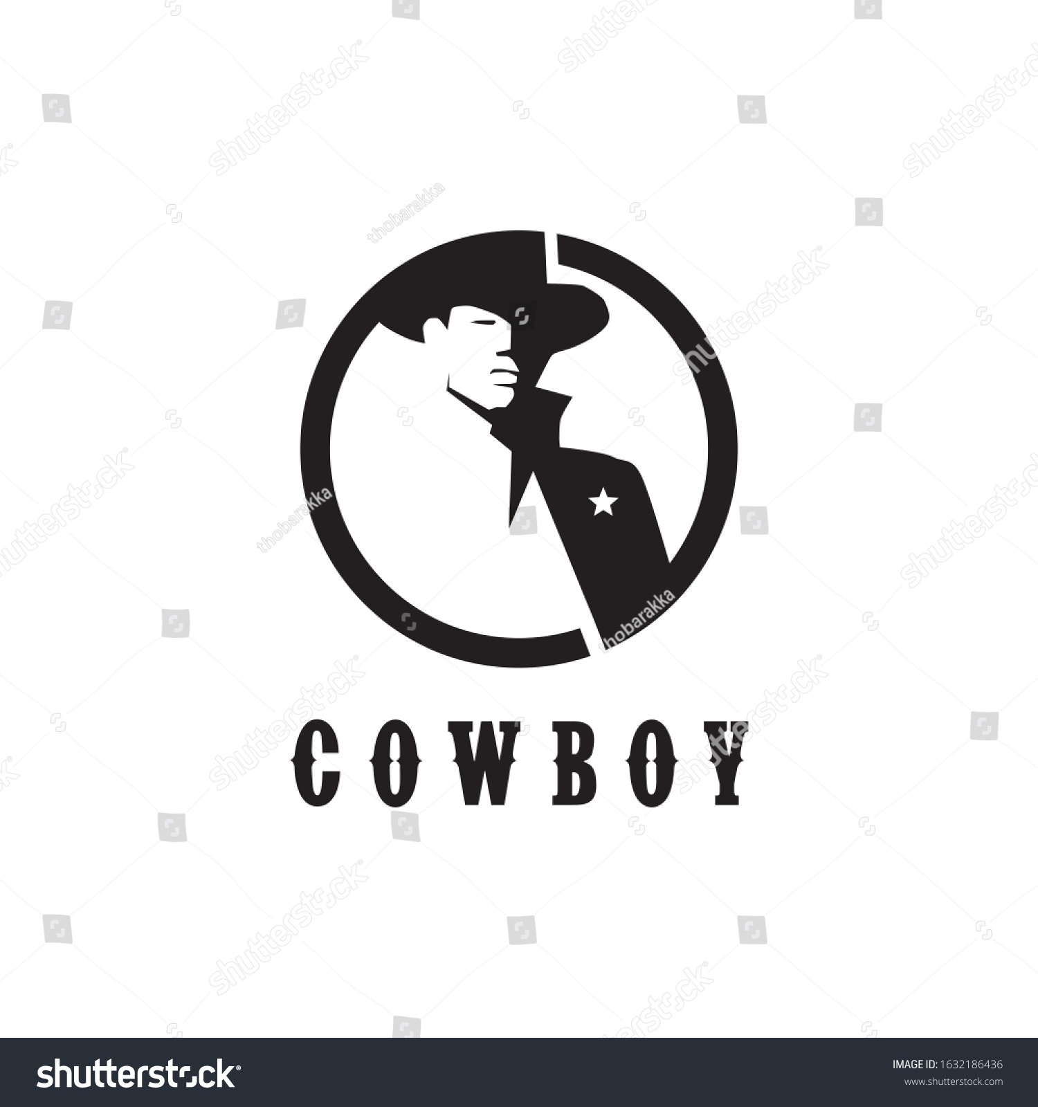 Cowboy Logo Design Vector Illustration Template Stock Vector (Royalty ...