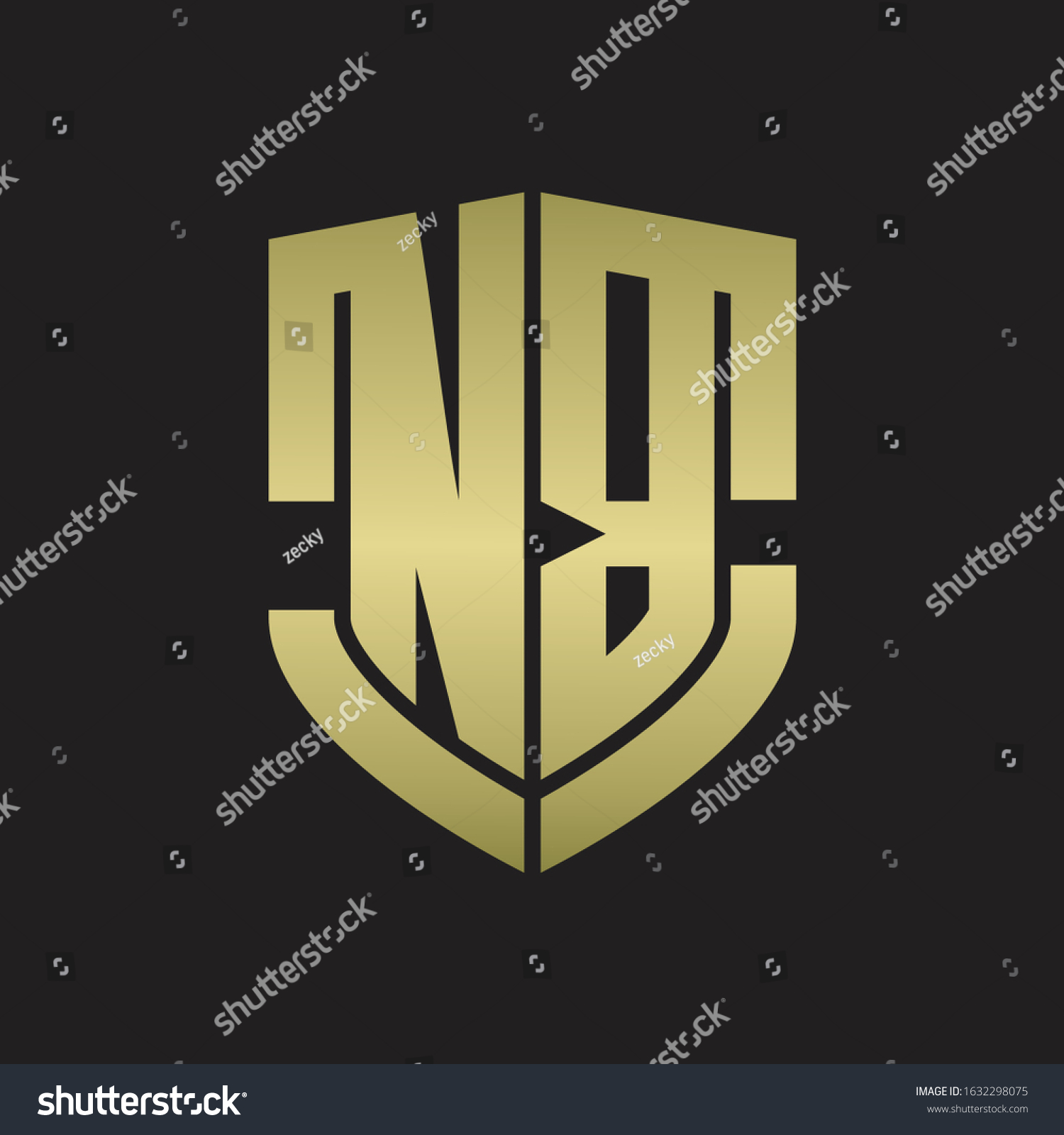 Nb Logo Monogram Emblem Shield Shape Stock Vector (Royalty Free ...