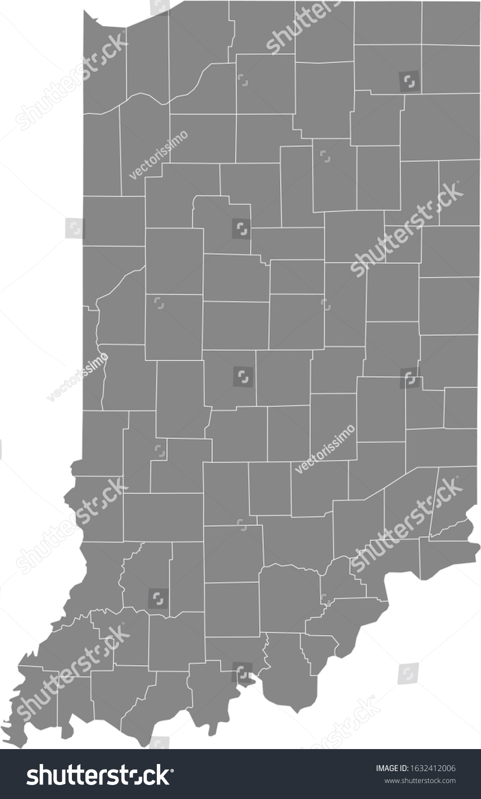 Gray Outline Counties Map Us State Stock Vector (Royalty Free ...