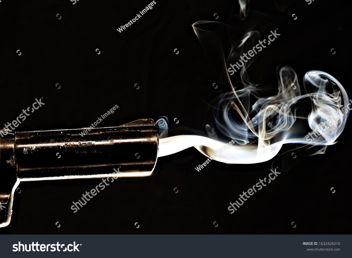 Closeup Shot Smoking Gun S Black Stock Photo 1632426010 | Shutterstock