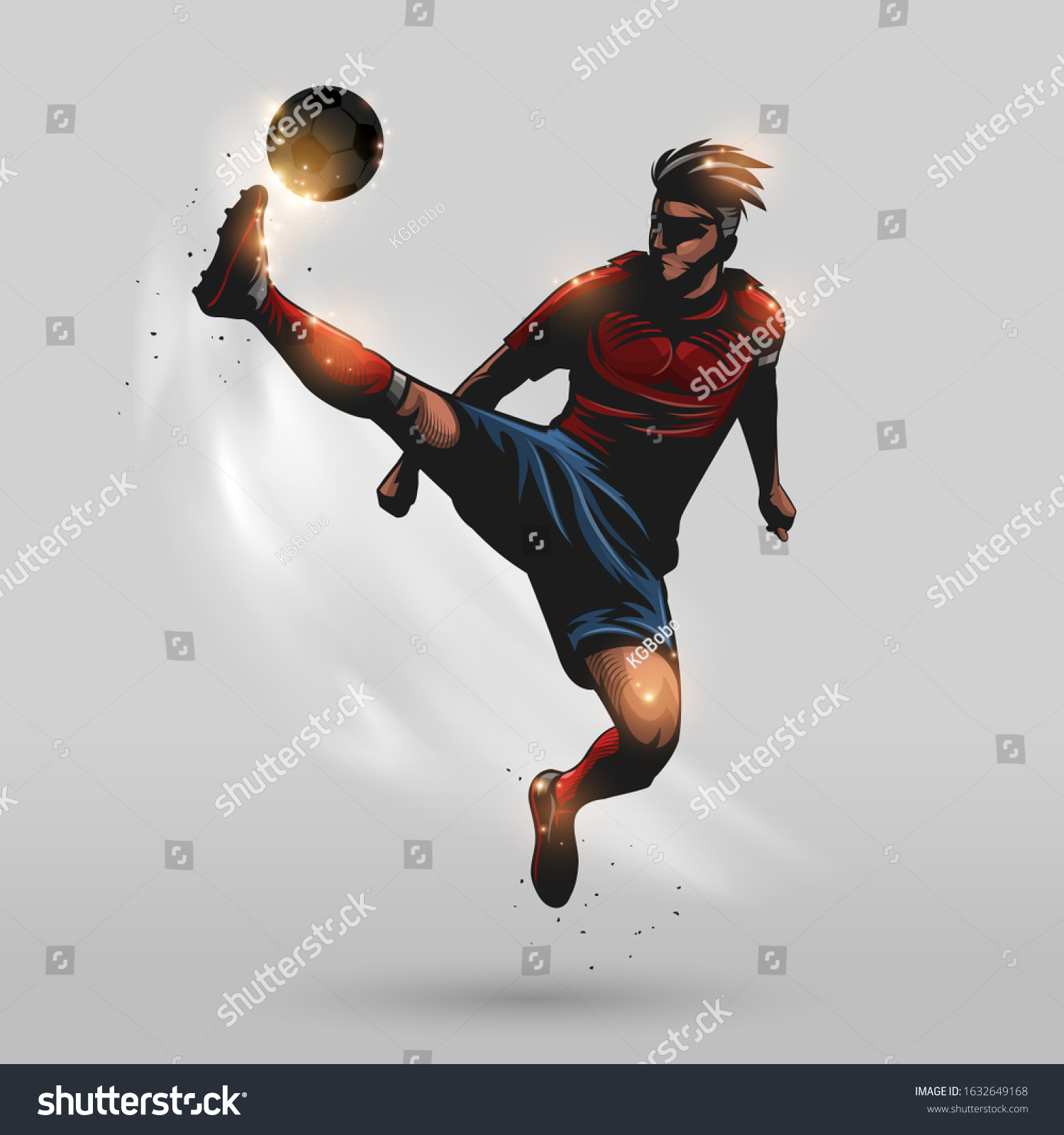 Soccer Player High Jumping Kick Design Stock Vector (Royalty Free ...