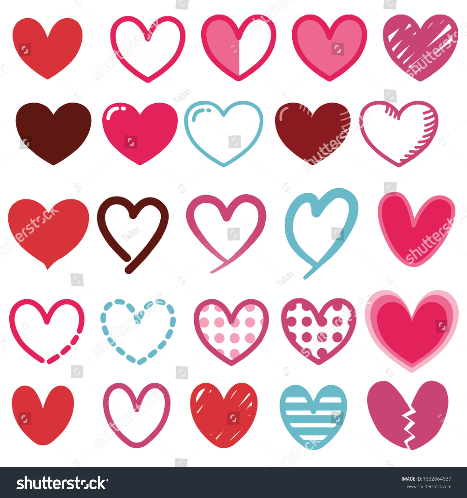 Colorful Heart Vector Illustration Set Stock Vector (Royalty Free ...