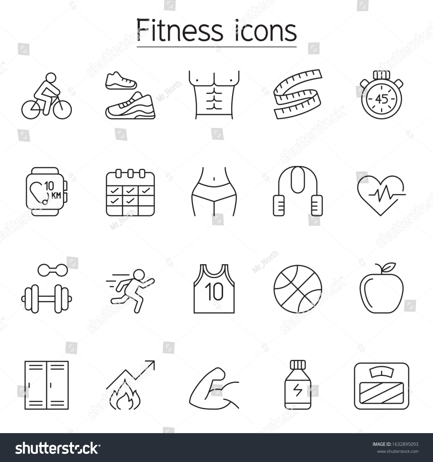 Fitness Exercise Icon Set Thin Line Stock Vector Royalty Free Shutterstock