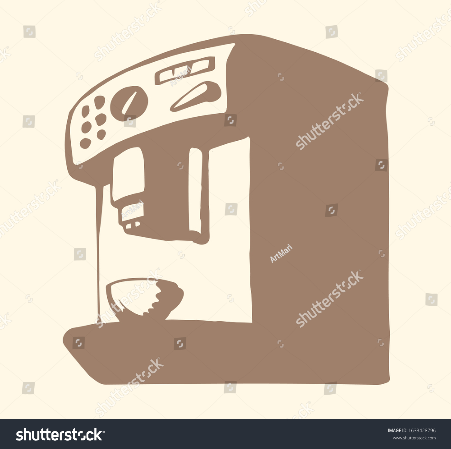 Coffee Maker Vector Drawing Icon Stock Vector (Royalty Free) 1633428796