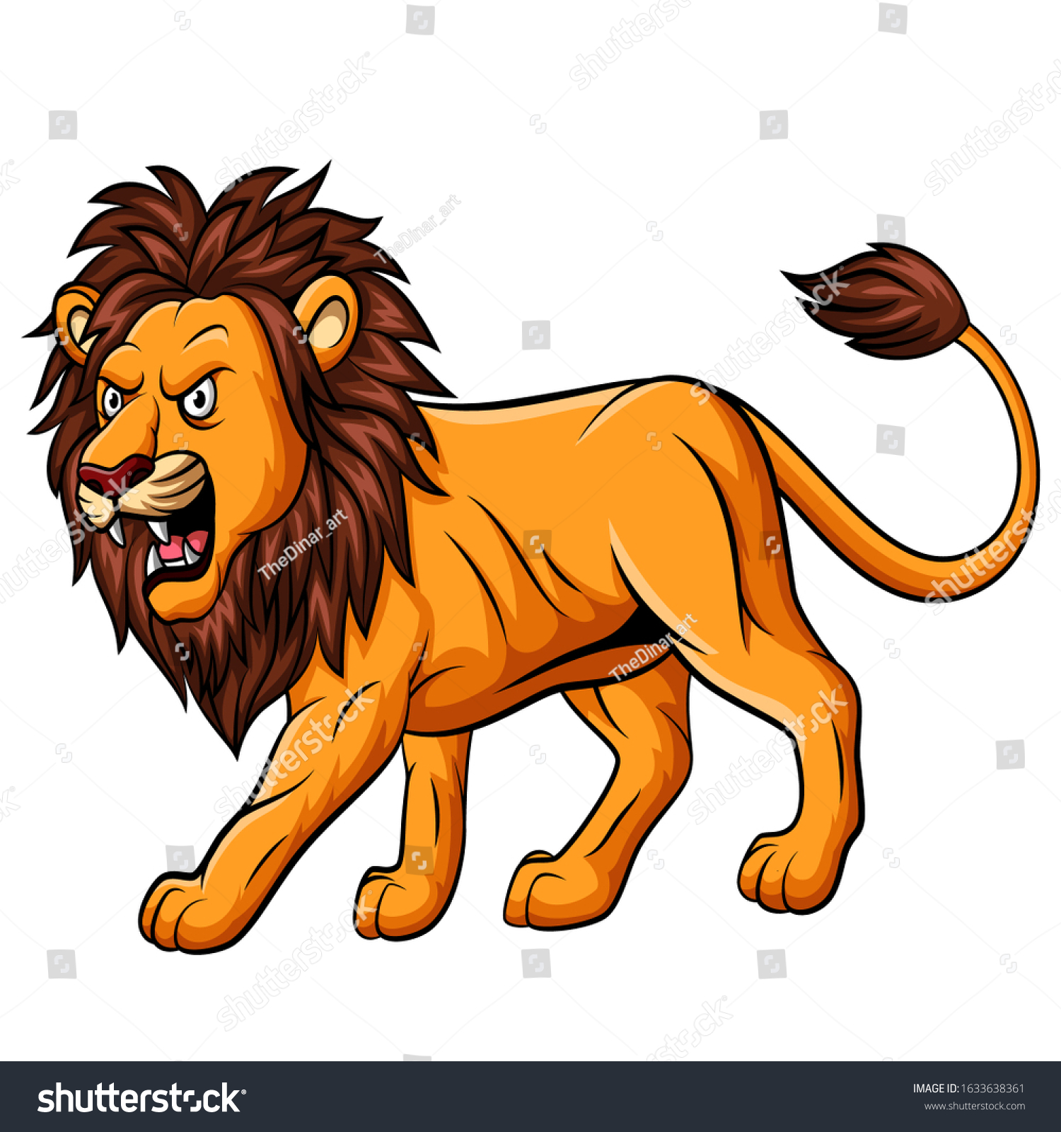 Cartoon Roaring Lion Mascot On White Stock Vector (Royalty Free ...