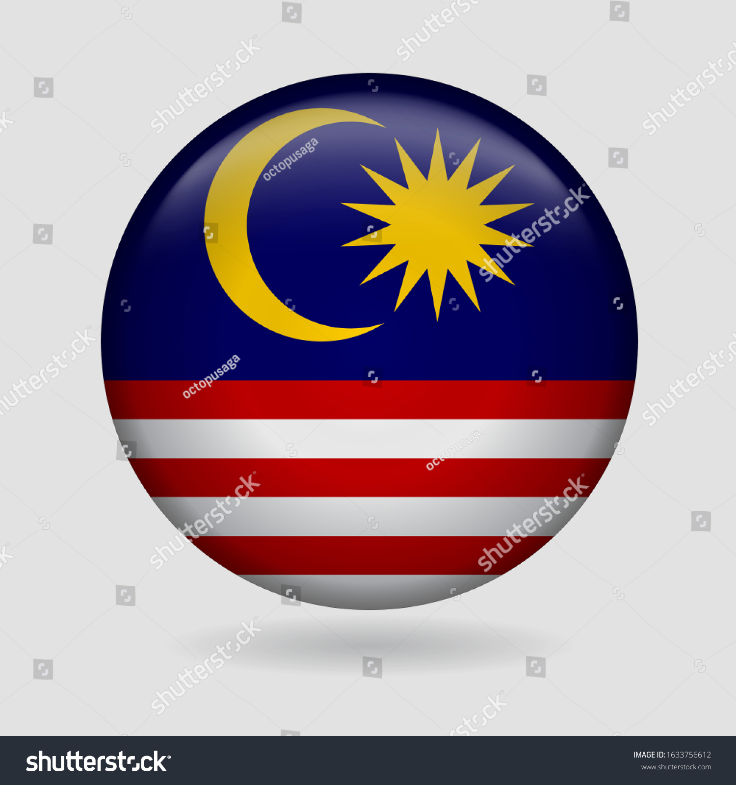 Malaysia Flag Icon Circle 3d Gradient Stock Vector (Royalty Free