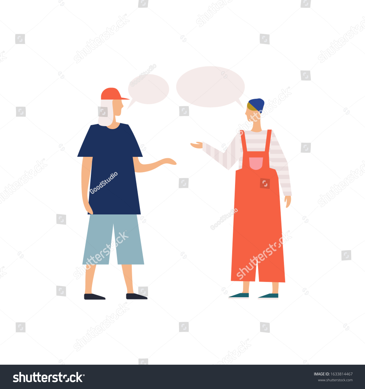 Dialogue Two Young Modern Cartoon People Stock Vector (Royalty Free ...