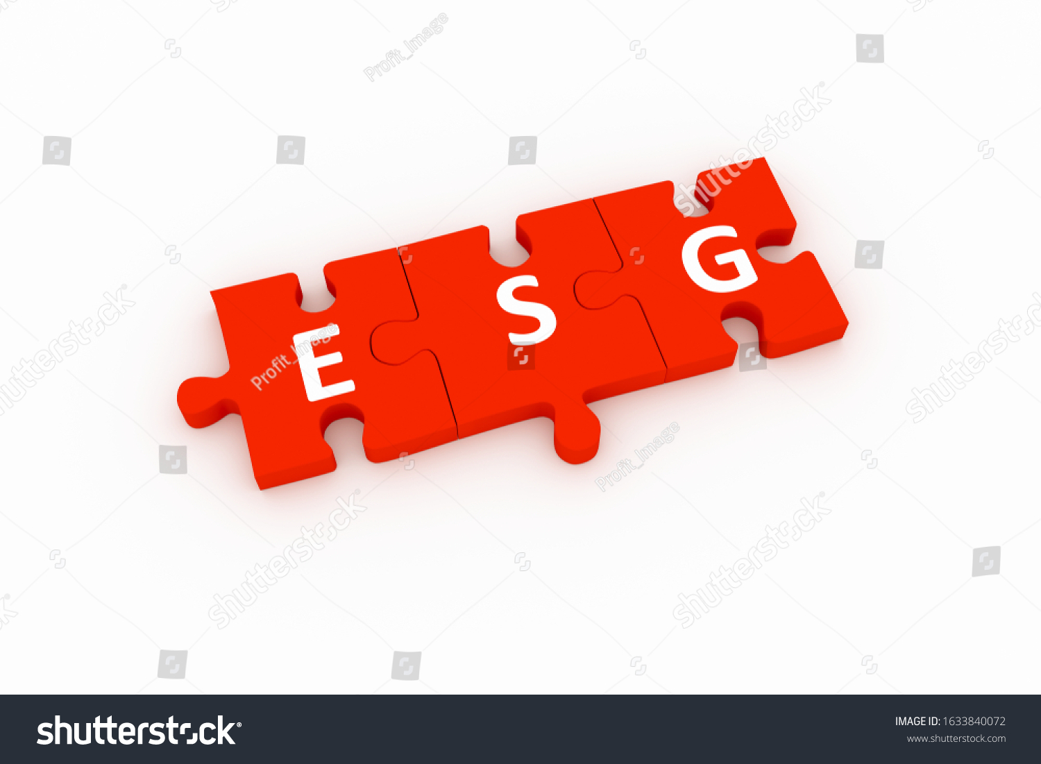 Esg Puzzle Concept White Background 3d 스톡 일러스트 1633840072 | Shutterstock