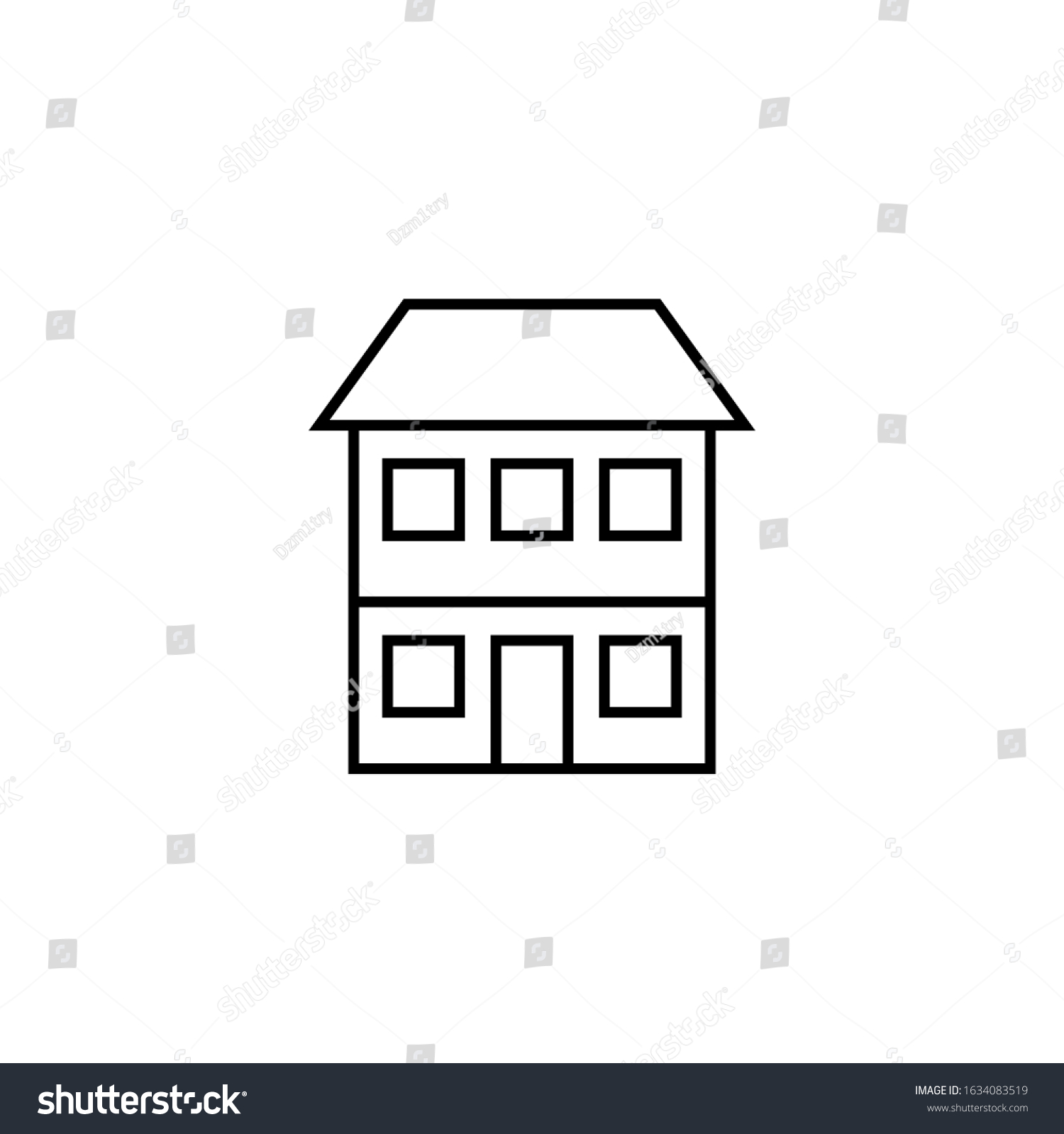 Two Story House Line Icon Clipart Stock Vector (Royalty Free ...