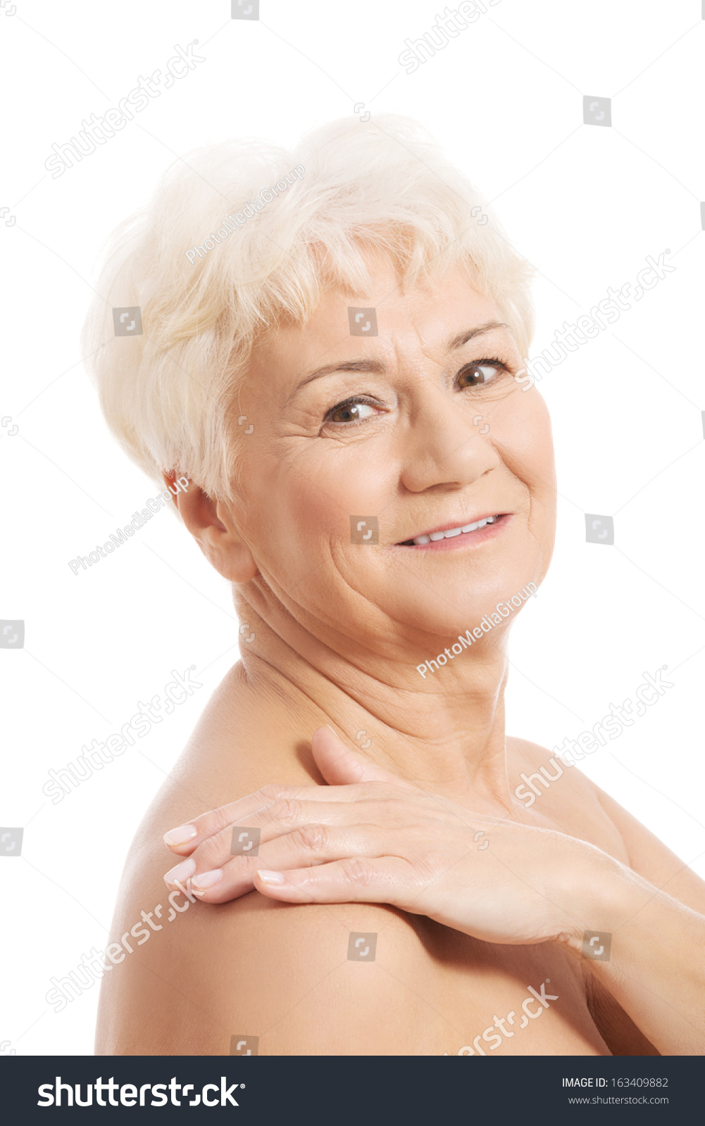 Old Nude Womans Head Shoulders Isolated Stock Photo Shutterstock